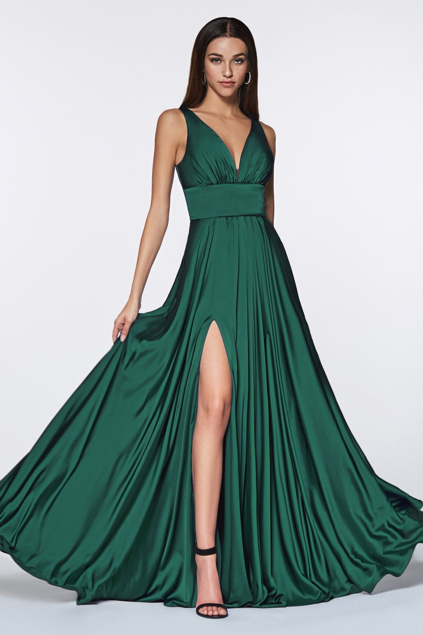 NELLIE Deep V Front Silky A Line Bridesmaid Formal Dress in Australia | One Honey Boutique