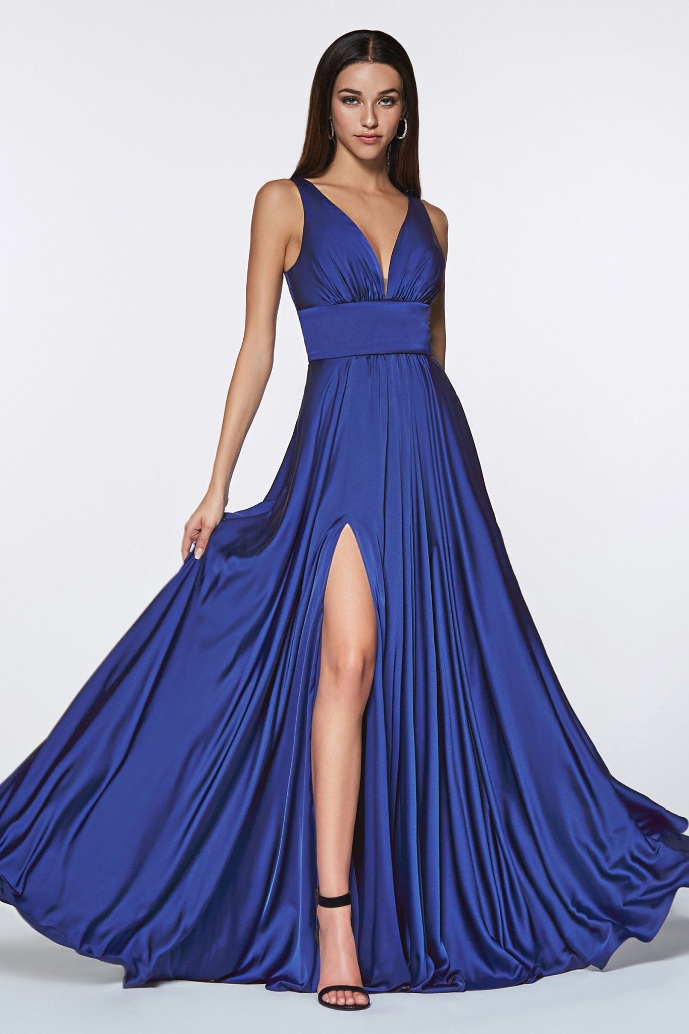 NELLIE Deep V Front Silky A Line Bridesmaid Formal Dress in Australia | One Honey Boutique