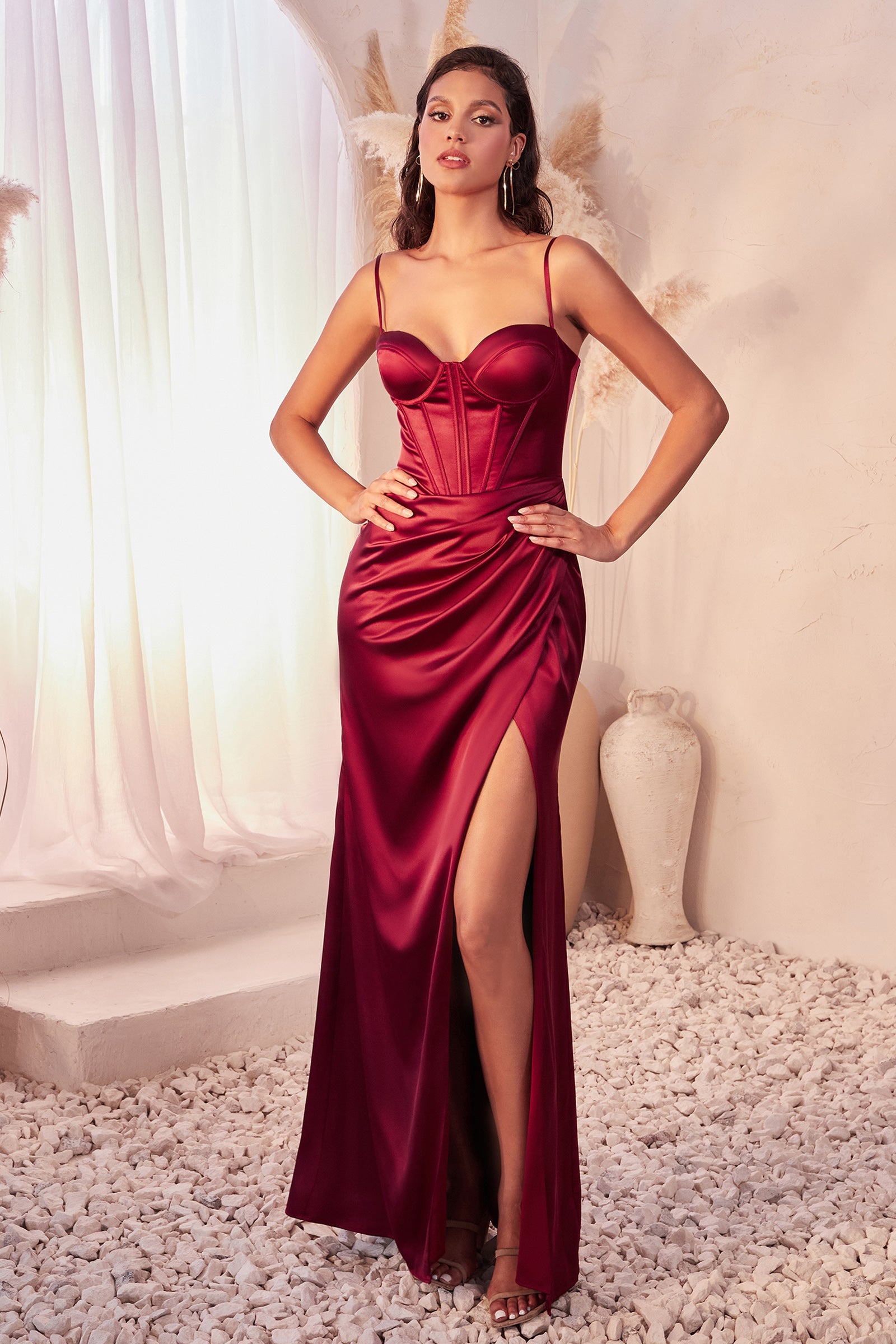 CARELLA Satin Bustier Fitted No Train Bridesmaid & Prom or Formal Dress