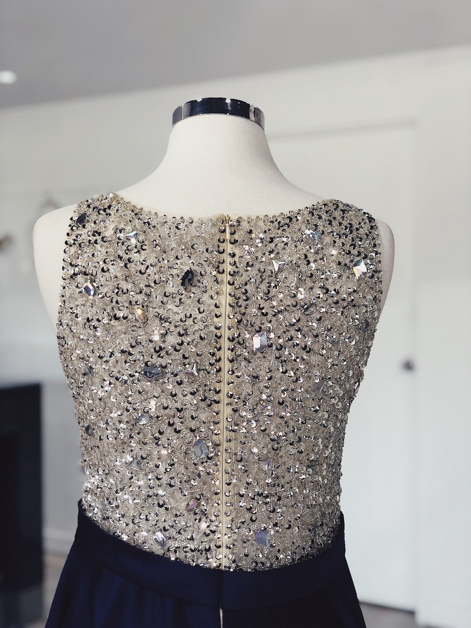 Honey Couture BROYN Silver Diamante Front Princess Ball Formal Gown Dress in Australia | One Honey Boutique