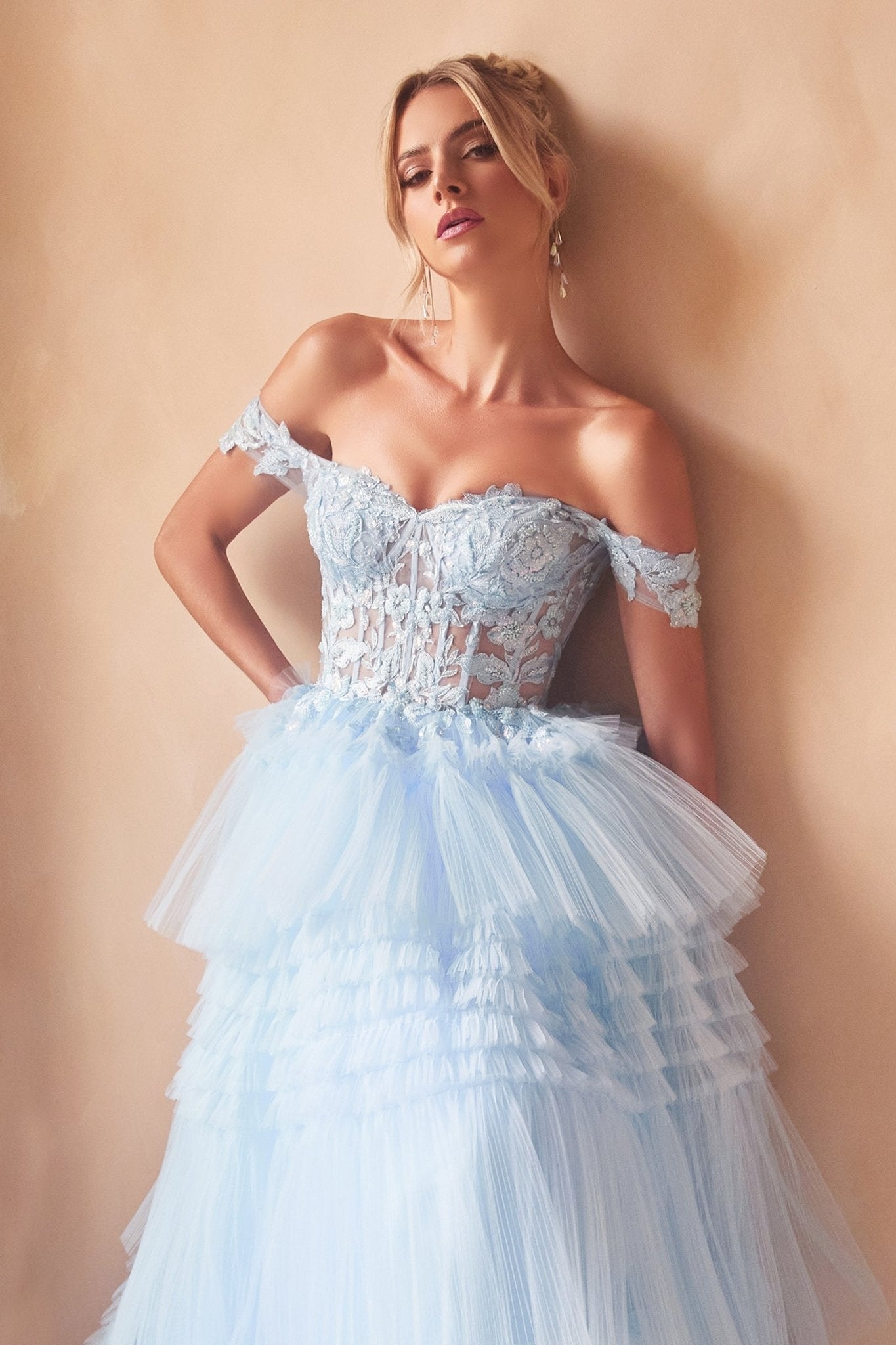LISTARI Tulle Waterfall Off Shoulder Ball Gown Prom & Formal Dress in Australia | One Honey Boutique