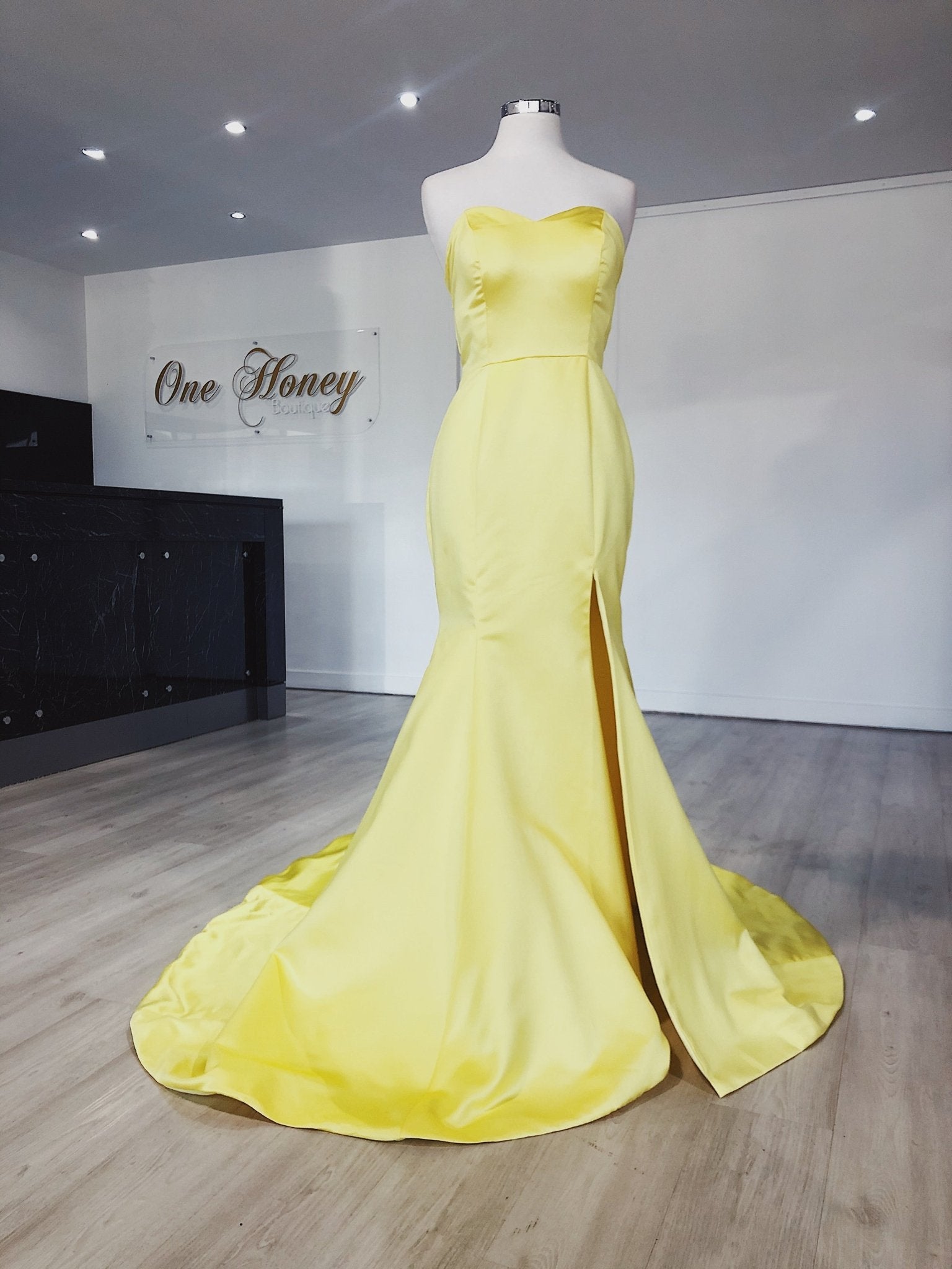 Honey Couture DAISY Strapless Mermaid Train Formal Dress in Australia | One Honey Boutique