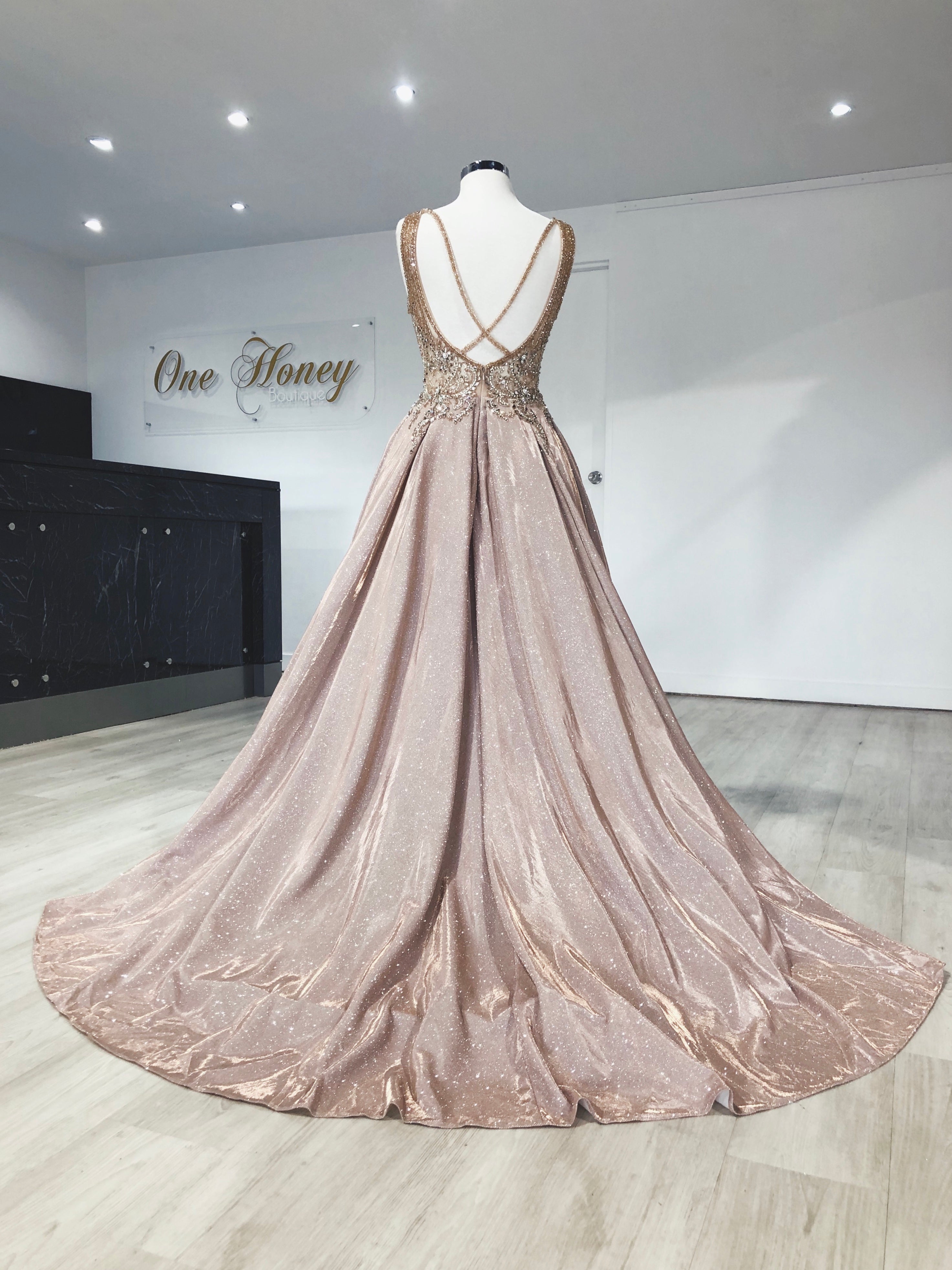 MEESHA Pink Crystal Over Skirt Princess Gown Private Label$ AfterPay Humm ZipPay LayBuy Sezzle