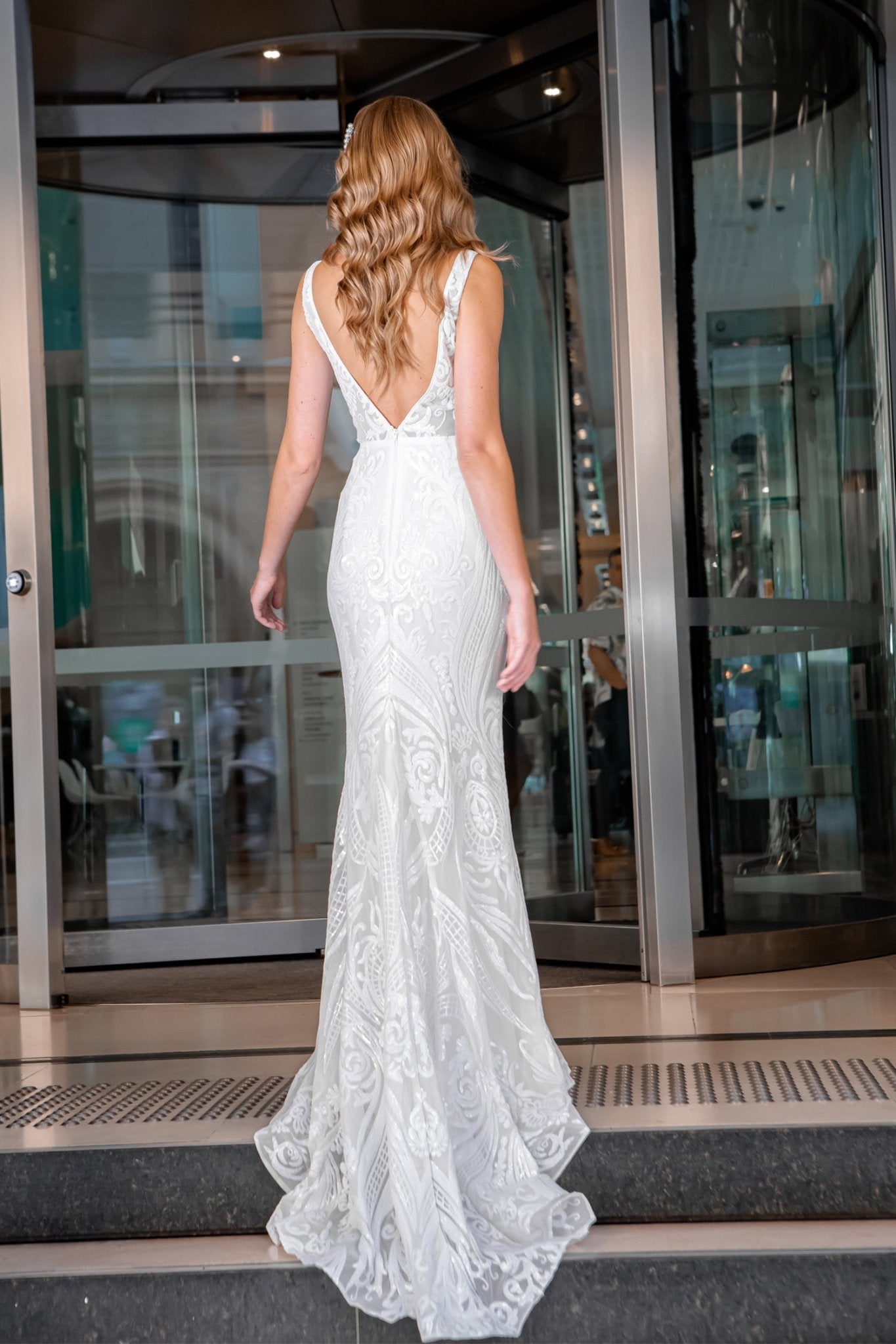 Tina Holly Couture BA109 Off White Sequin & Lace Mermaid Bridal Formal Dress in Australia | One Honey Boutique