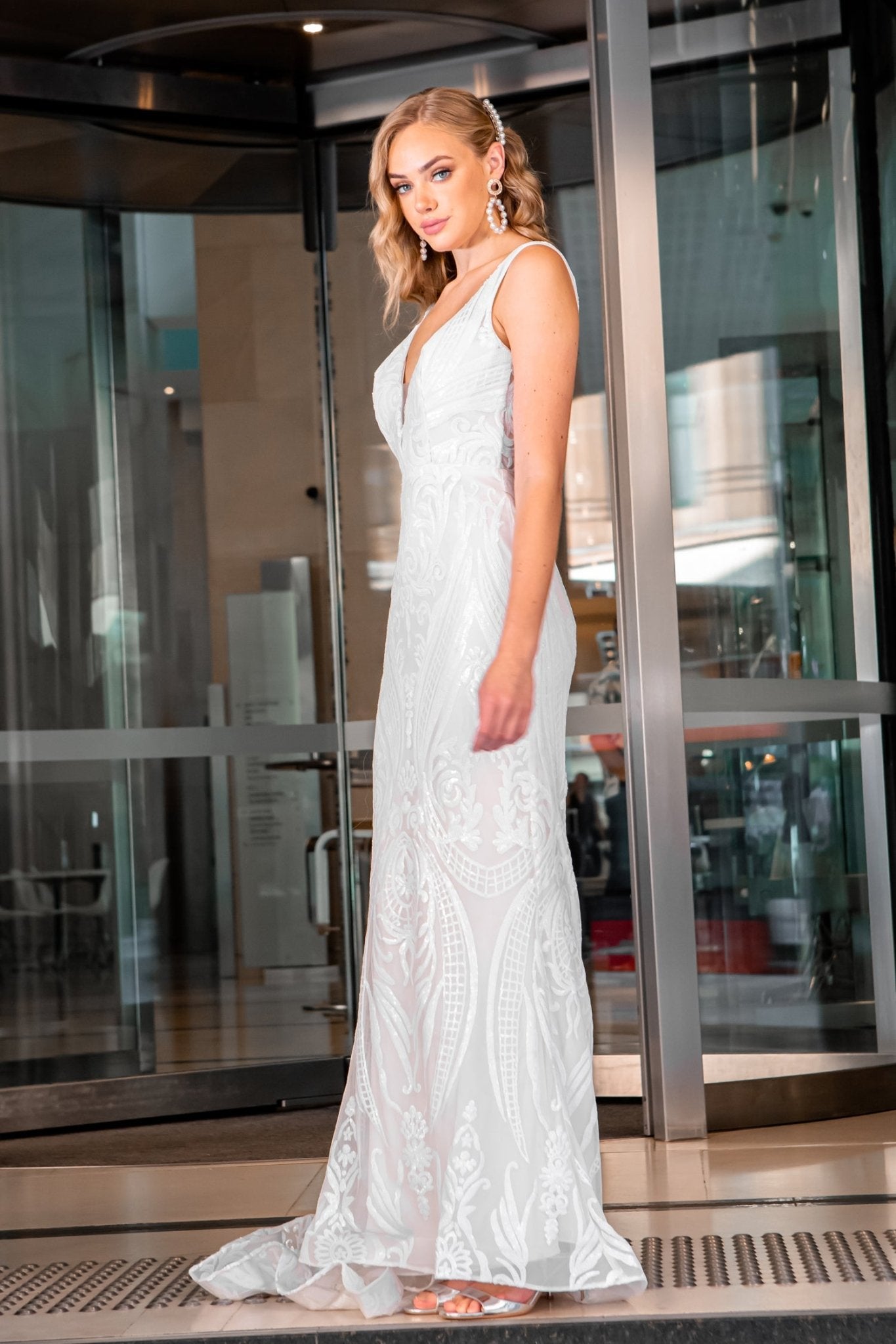 Tina Holly Couture BA109 Off White Sequin & Lace Mermaid Bridal Formal Dress in Australia | One Honey Boutique