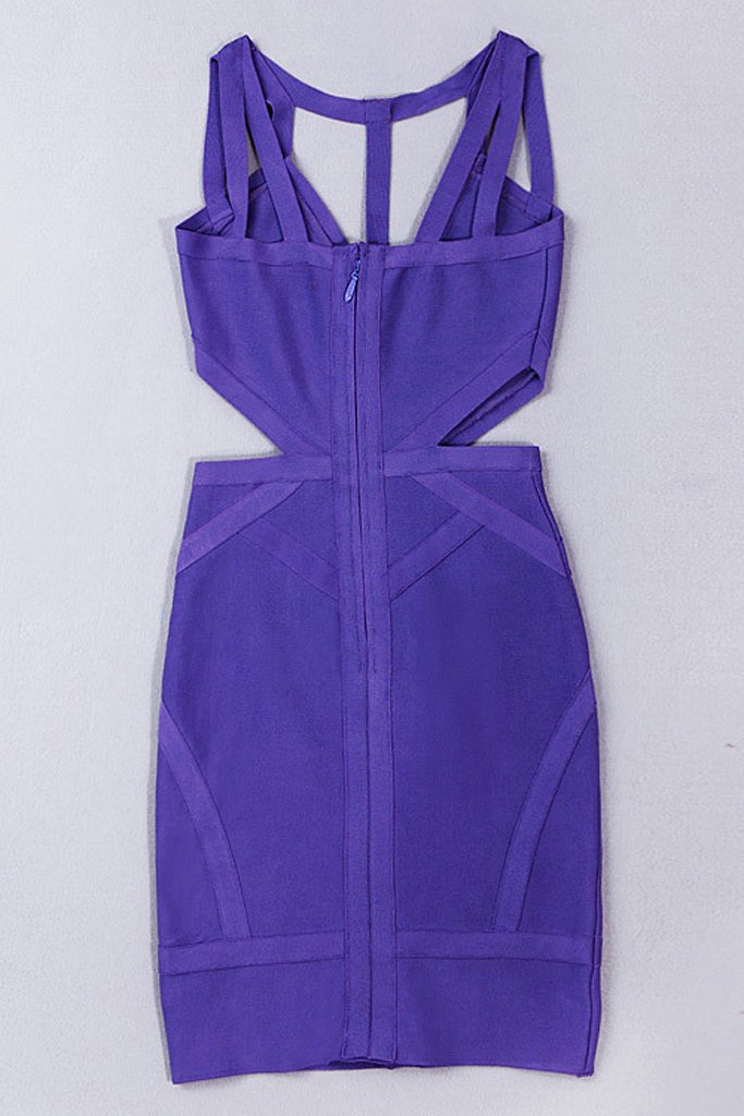 Honey Couture Purple MIKI Cut Out Mini Bandage Dress Honey Couture$ AfterPay Humm ZipPay LayBuy Sezzle