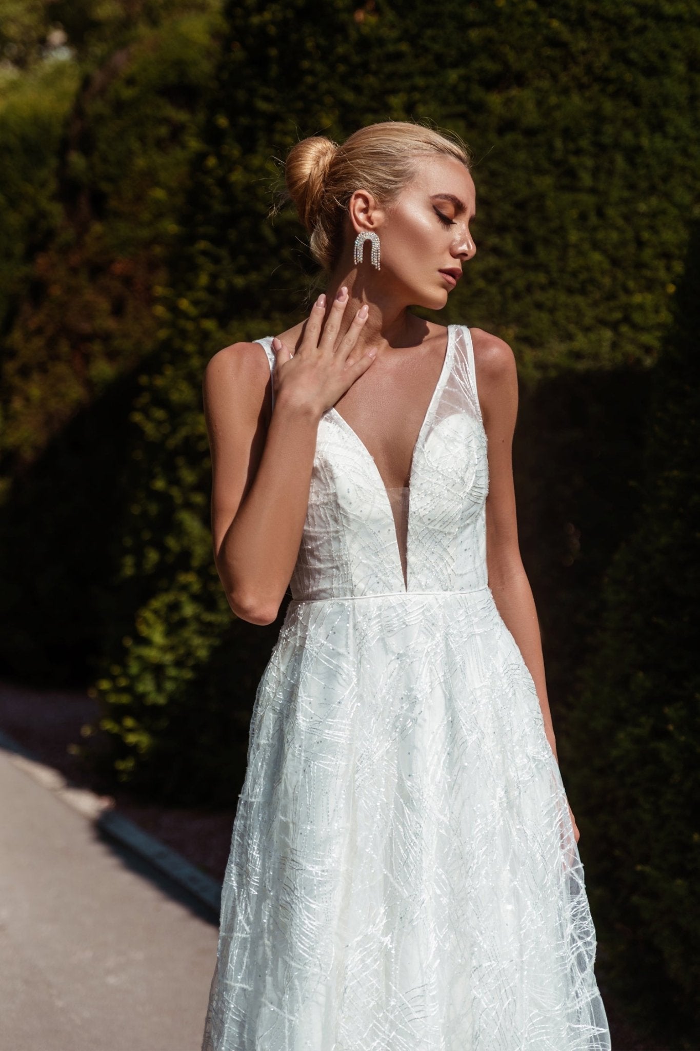 Tina Holly Couture BB003B White Open Back Sequin Lace Wedding Dress in Australia | One Honey Boutique