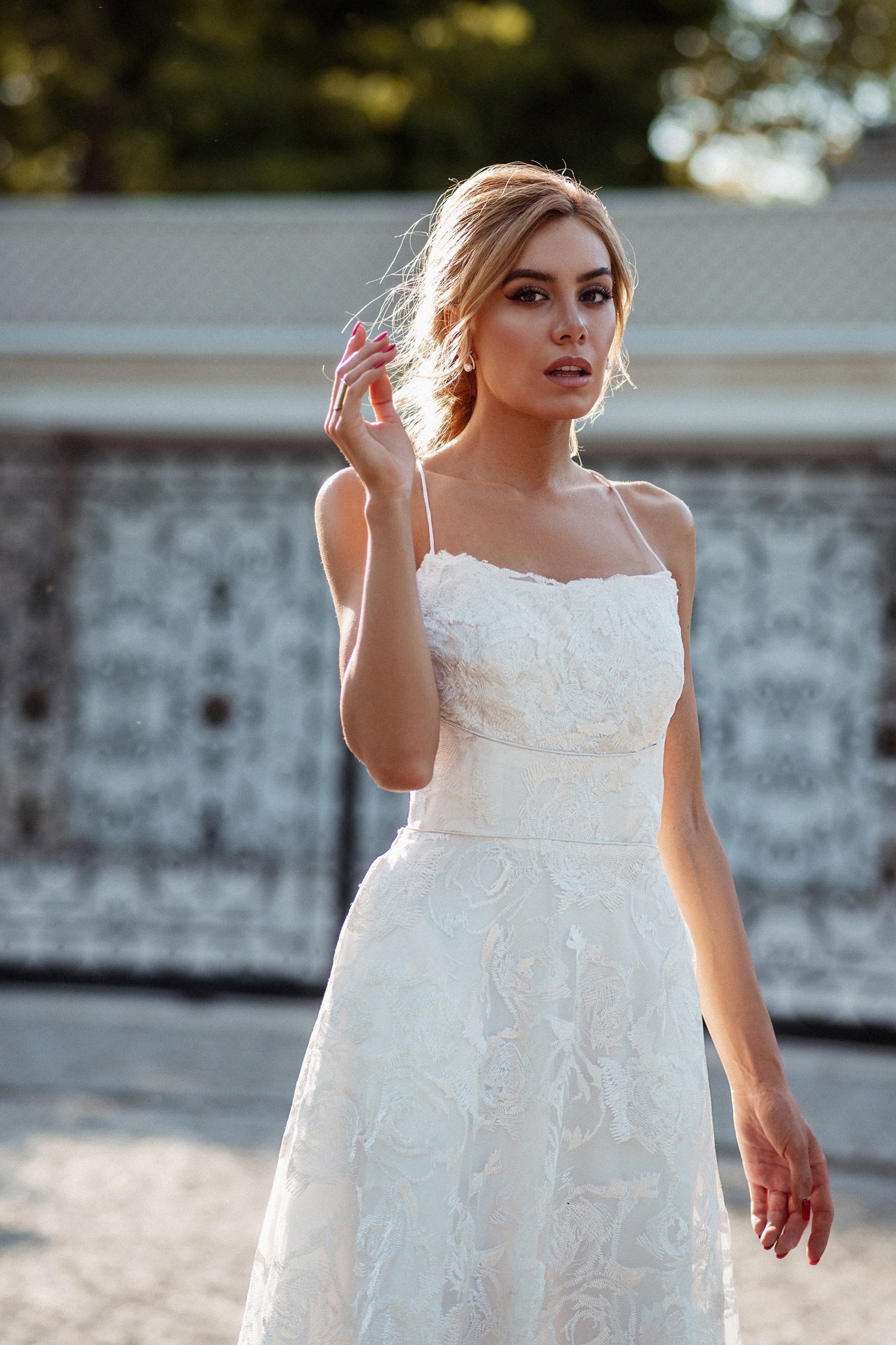 Tina Holly Couture BB013 Ivory Open Corset Back With A Lace Overlay Wedding Dress
