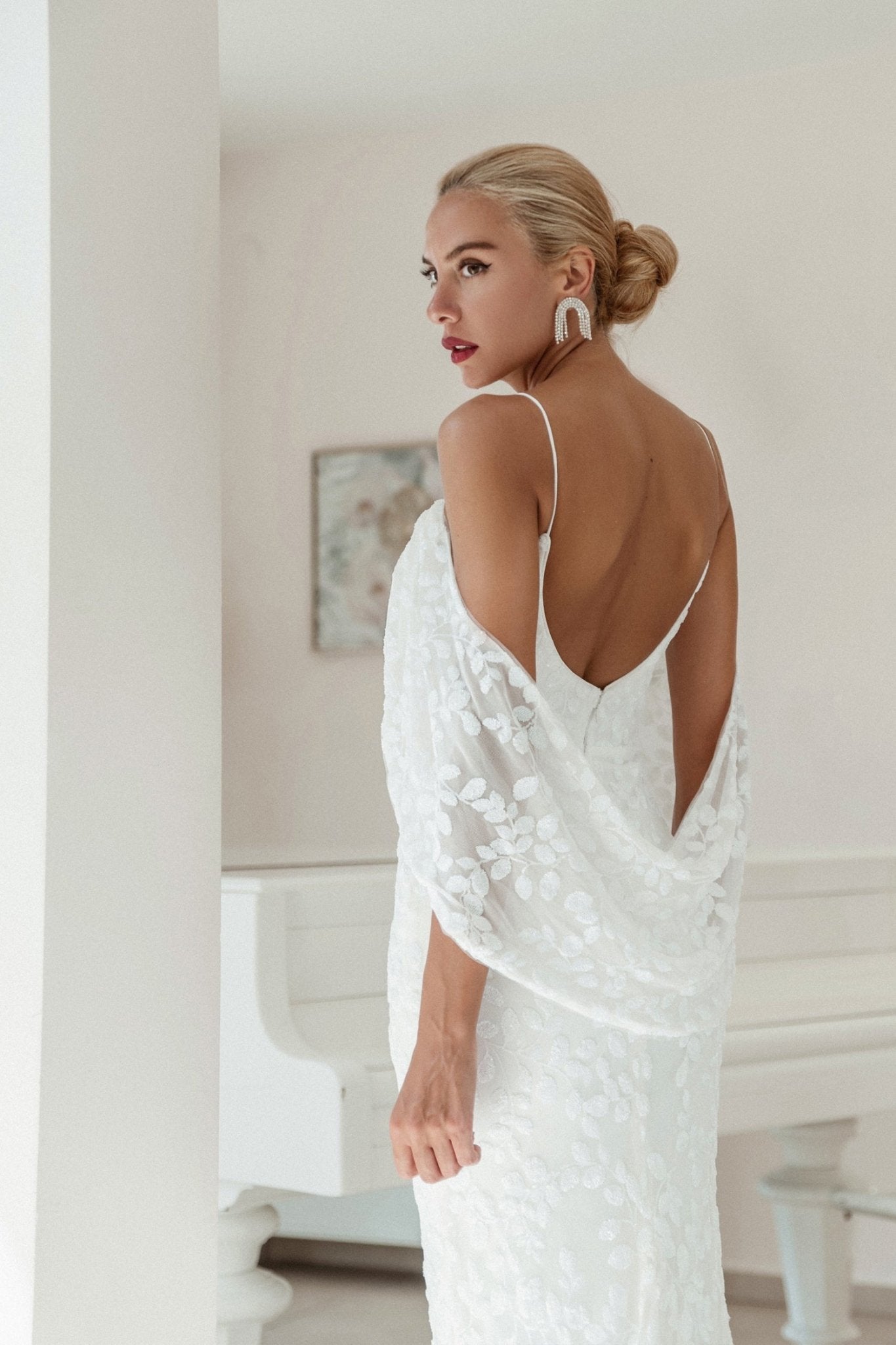 Tina Holly Couture BB018 White & White Sequin Maxi Slip Wedding Dress in Australia | One Honey Boutique