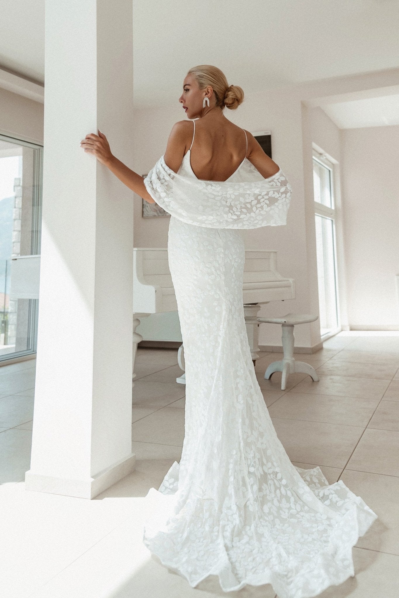 Tina Holly Couture BB018 White & White Sequin Maxi Slip Wedding Dress in Australia | One Honey Boutique