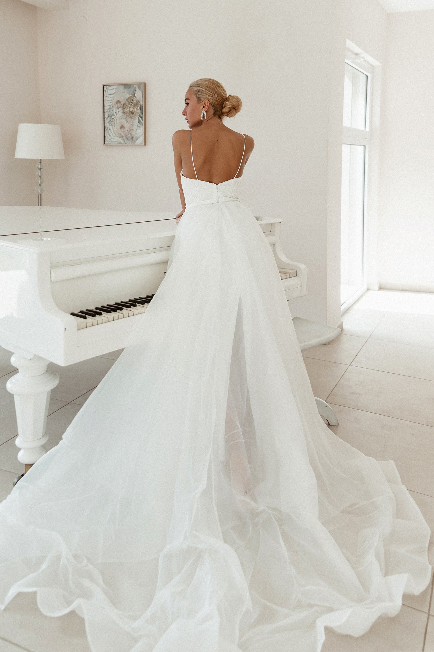 Tina Holly Couture BB022W White & White Sequin Mermaid Fitted With Detachable Overlay Wedding  Dress