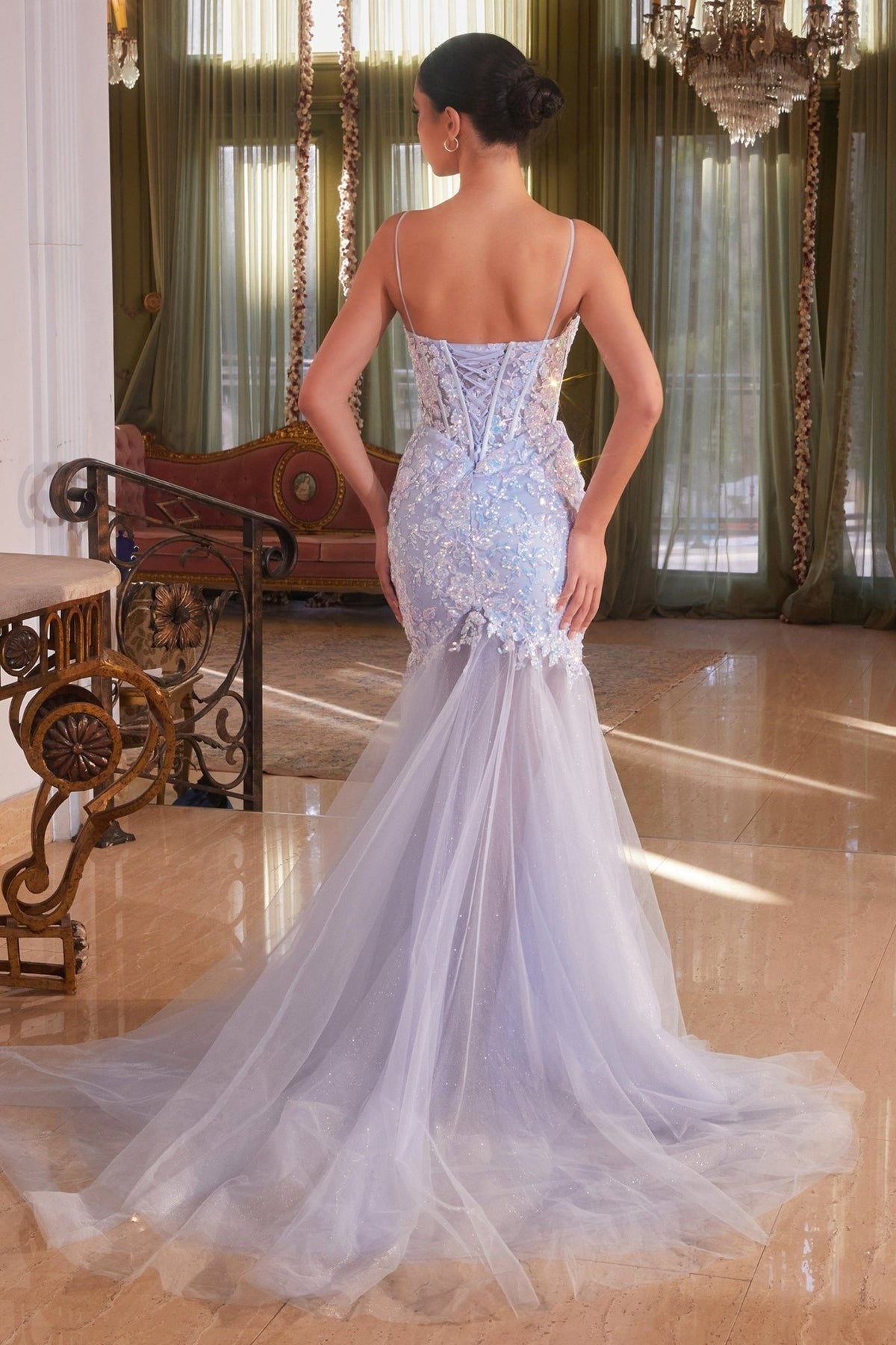 LUANNE Baby Blue Sheer Mermaid Tulle Corset Bodice Mermaid Prom Dress LUANNE Baby Blue Sheer Mermaid Tulle Corset Bodice Mermaid Prom Dress