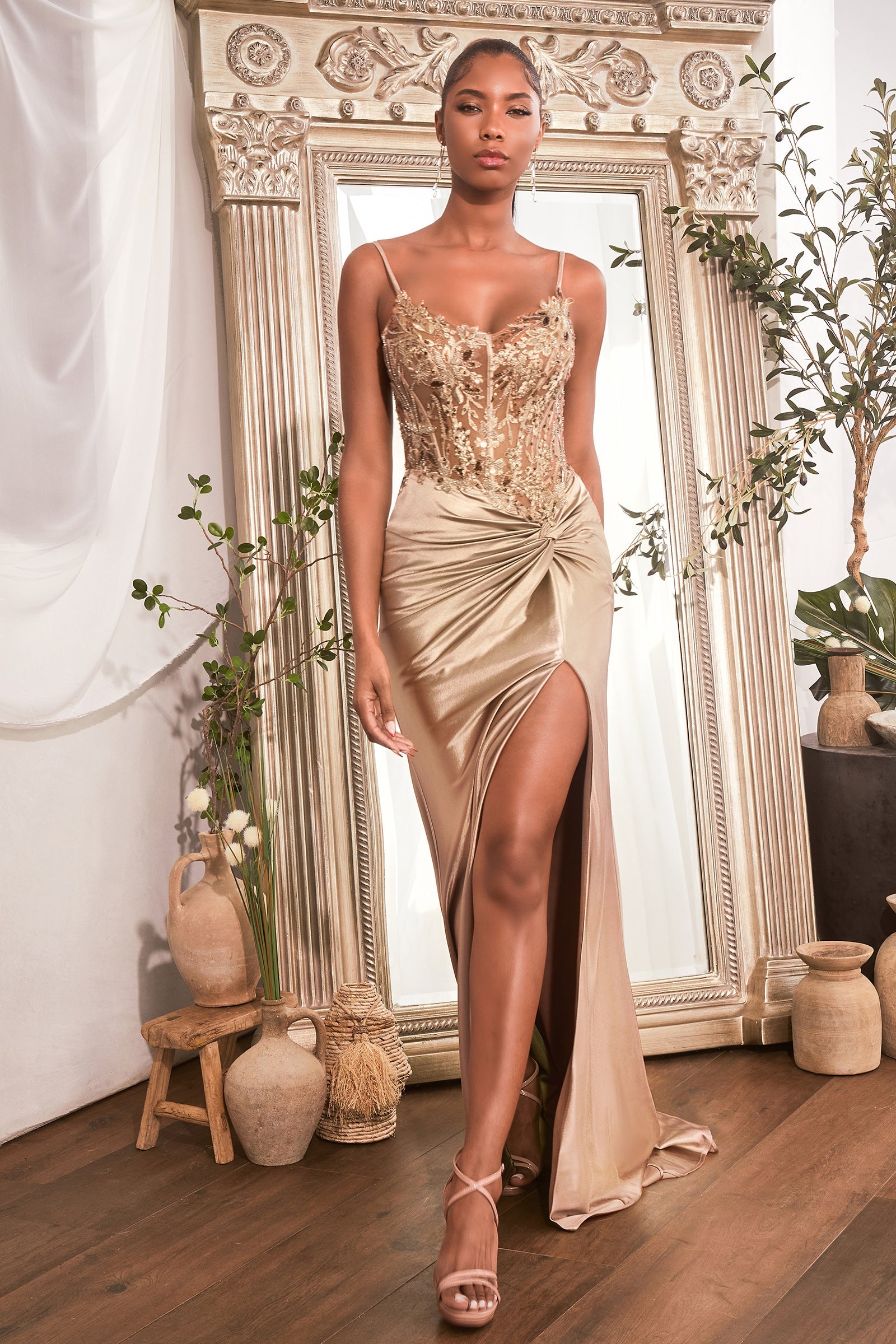 ZEPYR Satin Embellished Bustier Mermaid Prom & Formal Dress