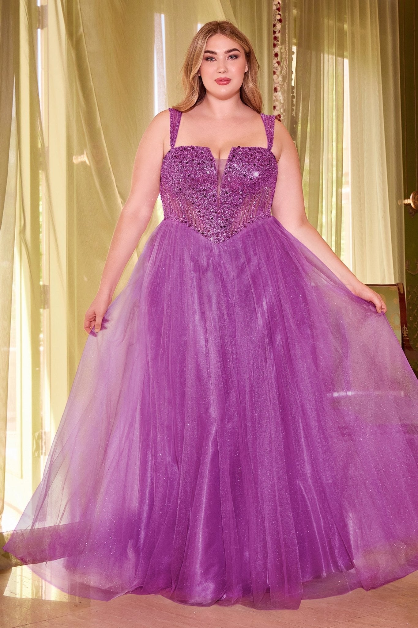 FEMME Curves LEIA Plus Size Tulle A Line Prom & Formal Dress in Australia | One Honey Boutique