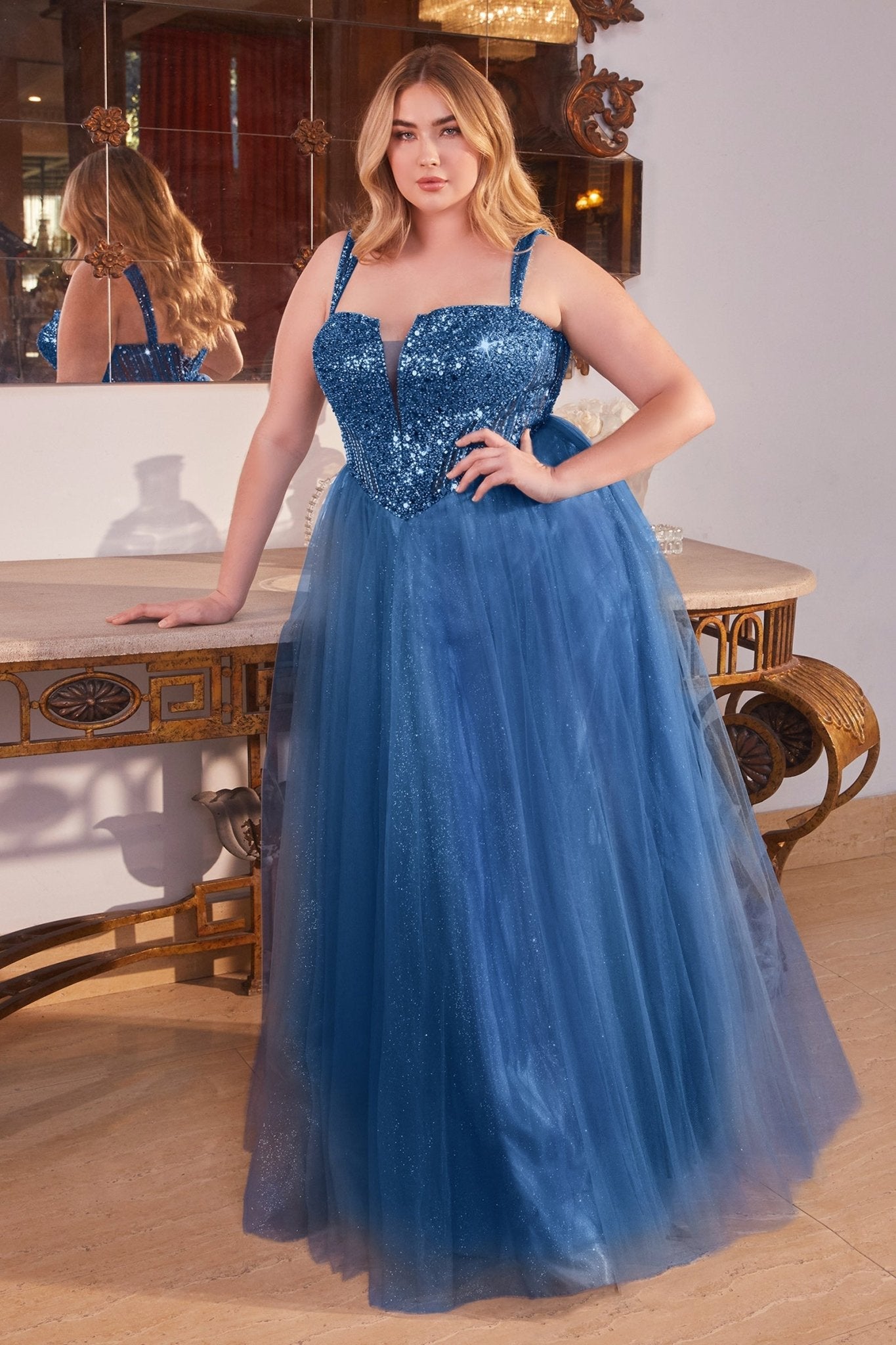 FEMME Curves LEIA Plus Size Tulle A Line Prom & Formal Dress in Australia | One Honey Boutique