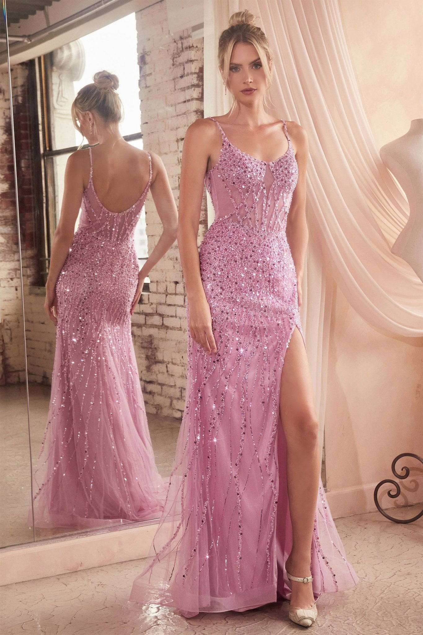 SAPHIRA Sequin Mesh Insert Fit & Flare Mermaid Prom & Formal Dress in Australia | One Honey Boutique