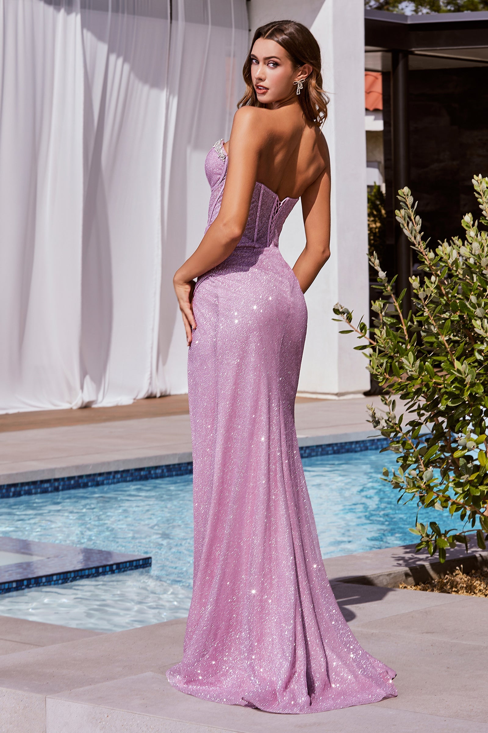 CHANTEL Glitter Crystal Bustier Corset Prom & Formal Dress