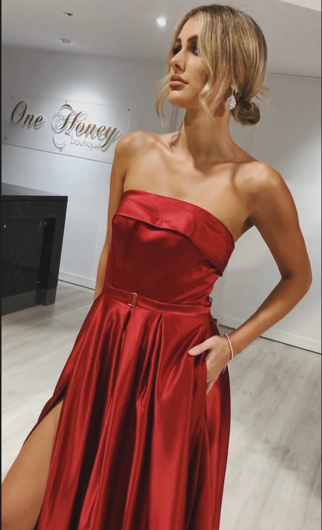 EVIE Red Strapless Formal Gown Private Label$ AfterPay Humm ZipPay LayBuy Sezzle