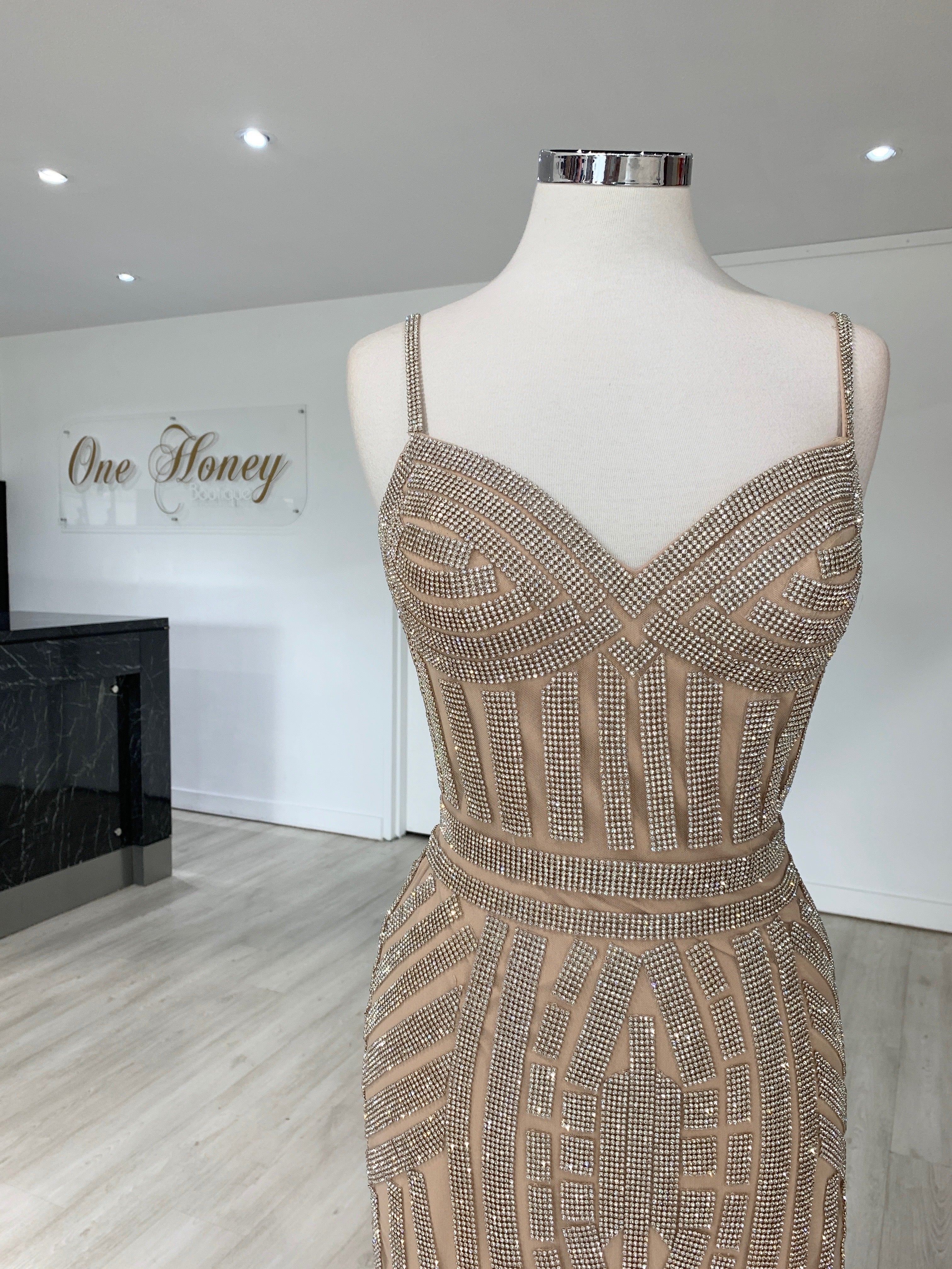 Honey Couture DIAMONDS Gold Sequin Mini Dress {vendor} AfterPay Humm ZipPay LayBuy Sezzle