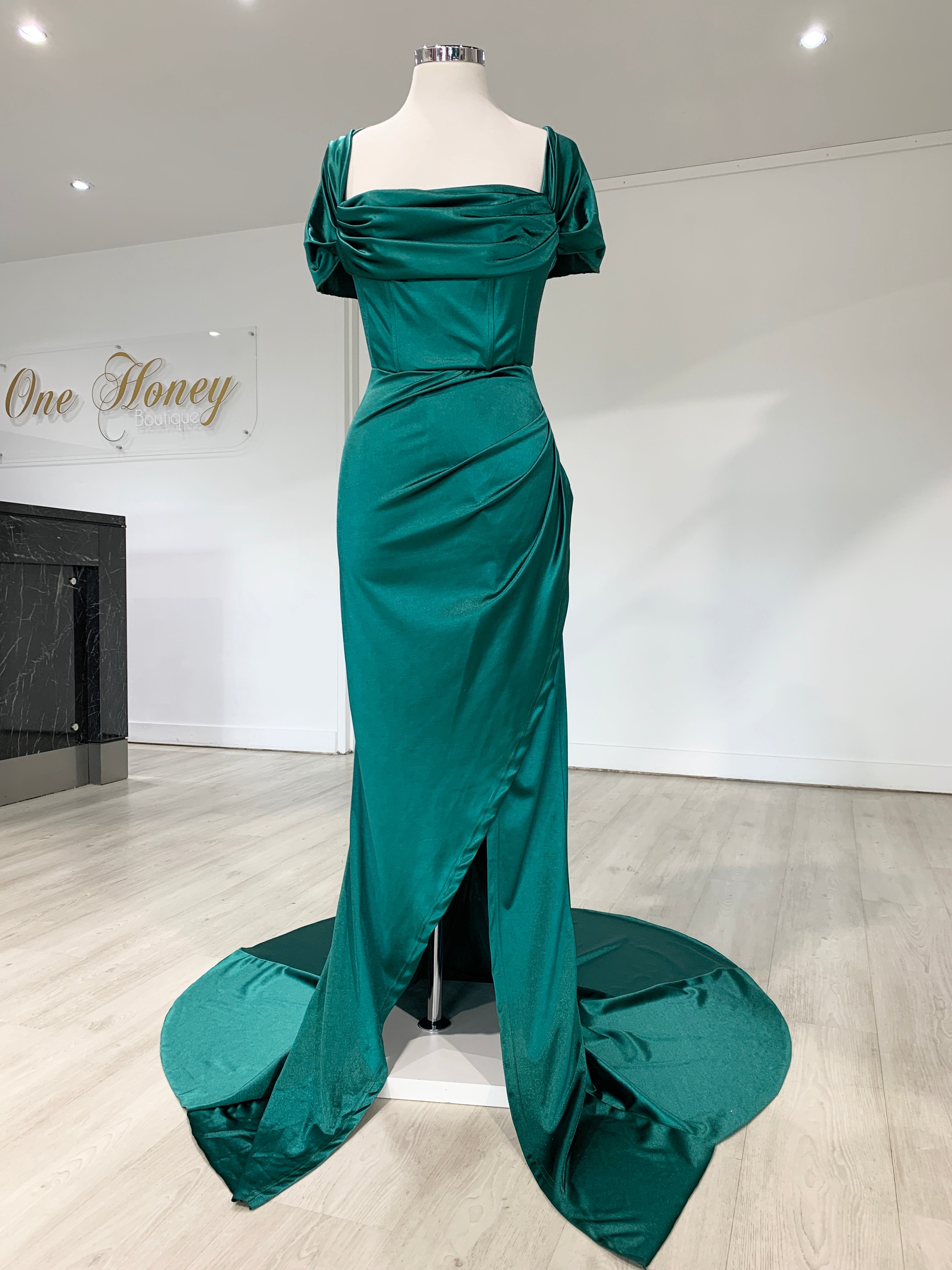 Honey Couture ESMERELDA Emerald Green Formal Dress {vendor} AfterPay Humm ZipPay LayBuy Sezzle