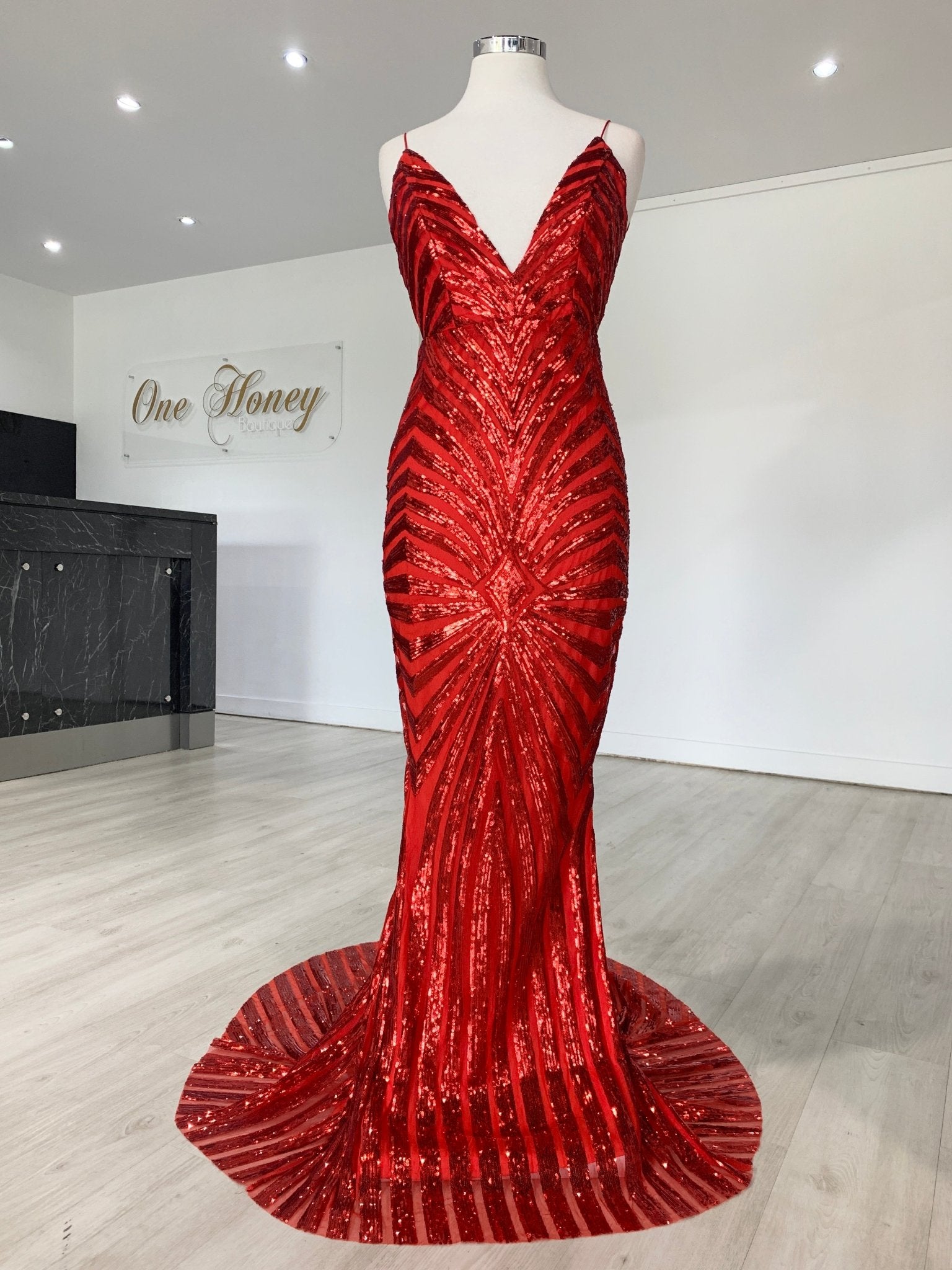 Honey Couture TILDA Low Back Sequin Formal Gown Dress in Australia | One Honey Boutique
