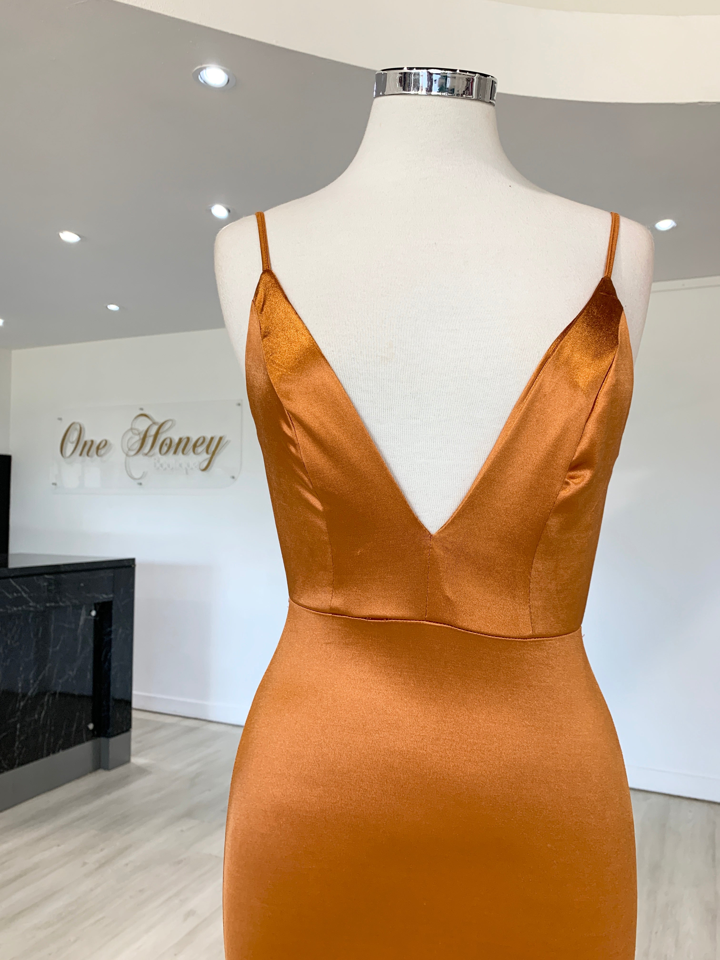 Honey Couture MILEE Burnt Orange Low Back Mermaid Evening Gown Dress {vendor} AfterPay Humm ZipPay LayBuy Sezzle