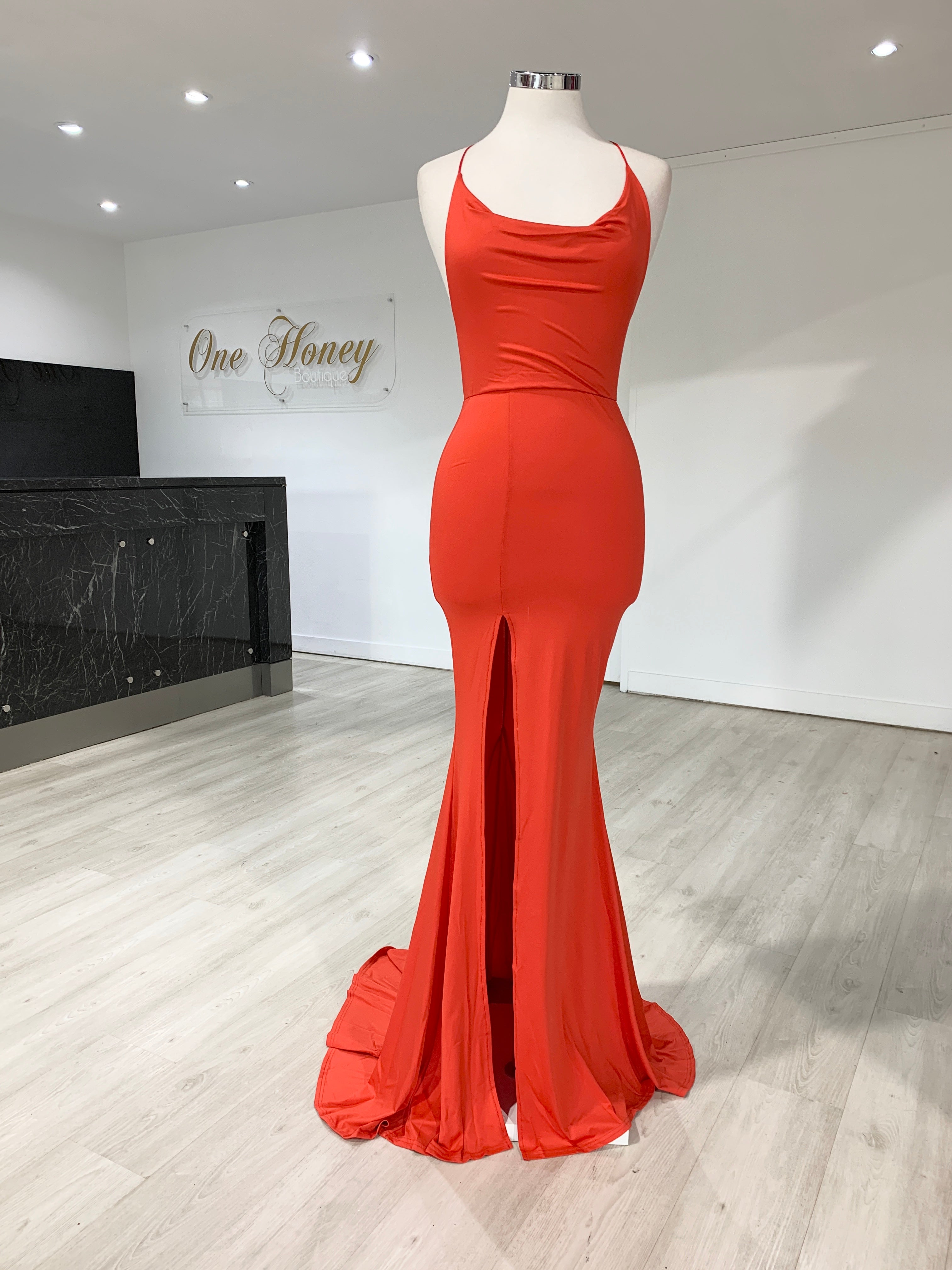 Honey Couture CIARA Red Low Back Formal Dress {vendor} AfterPay Humm ZipPay LayBuy Sezzle