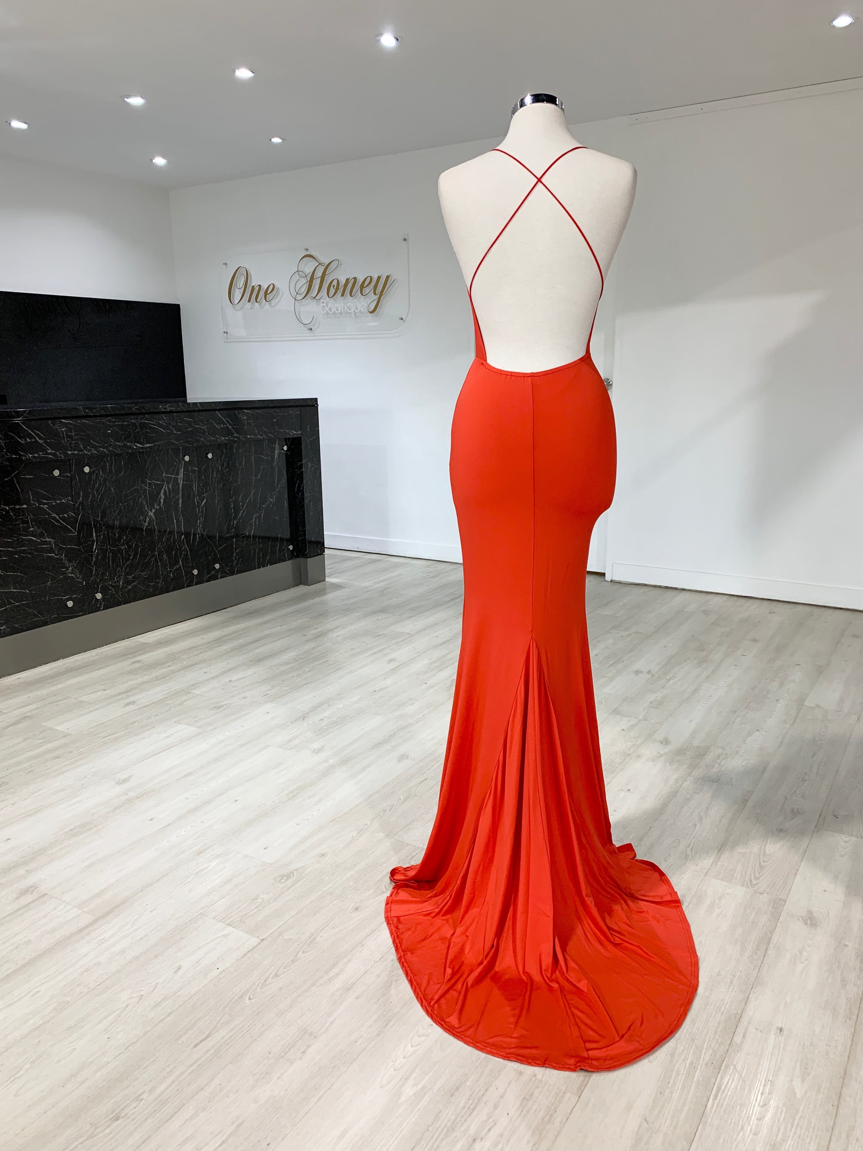 Honey Couture CIARA Red Low Back Formal Dress {vendor} AfterPay Humm ZipPay LayBuy Sezzle