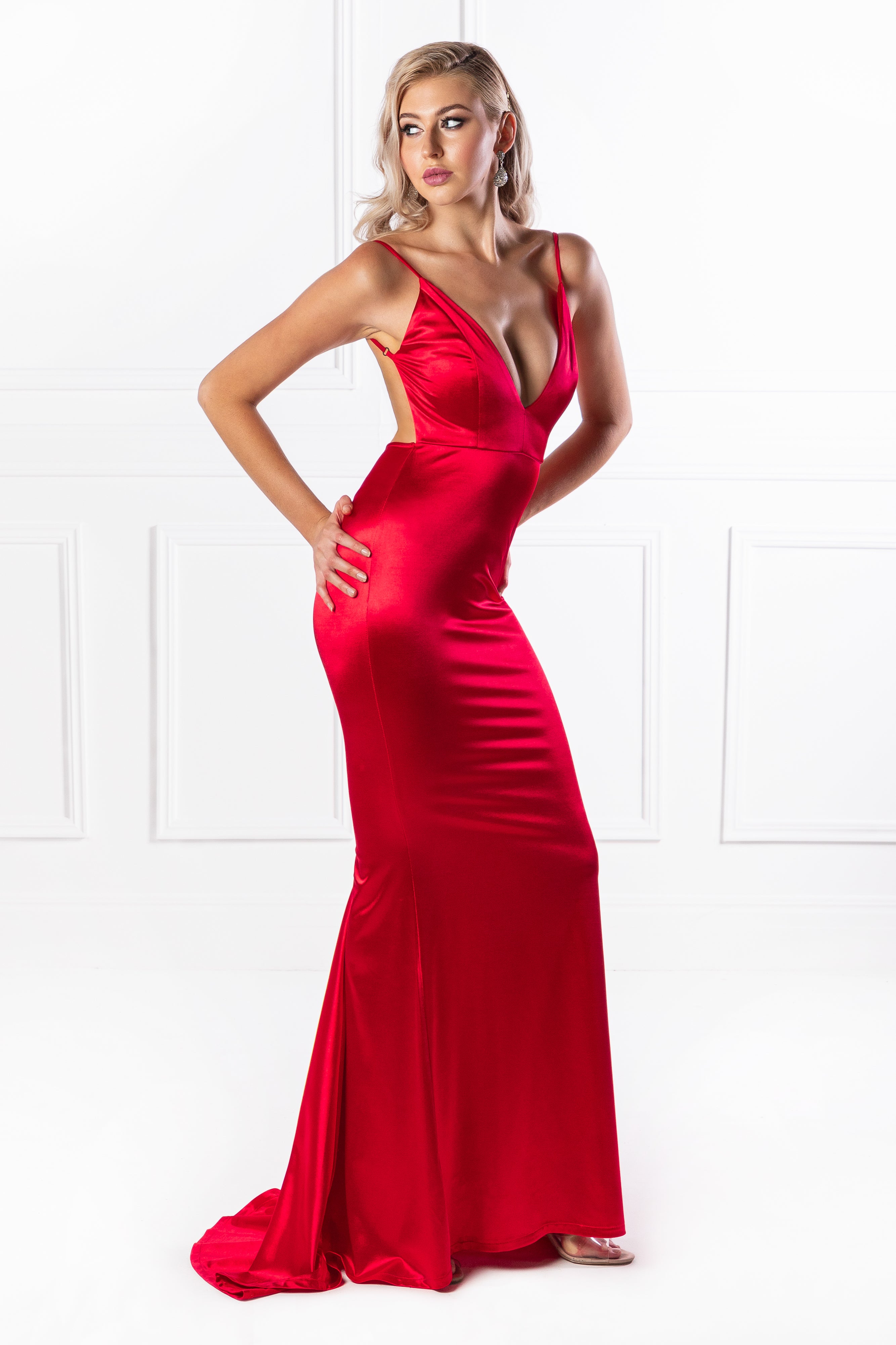 Honey Couture MILEE Metallic Red Low Back Mermaid Evening Gown Dress {vendor} AfterPay Humm ZipPay LayBuy Sezzle
