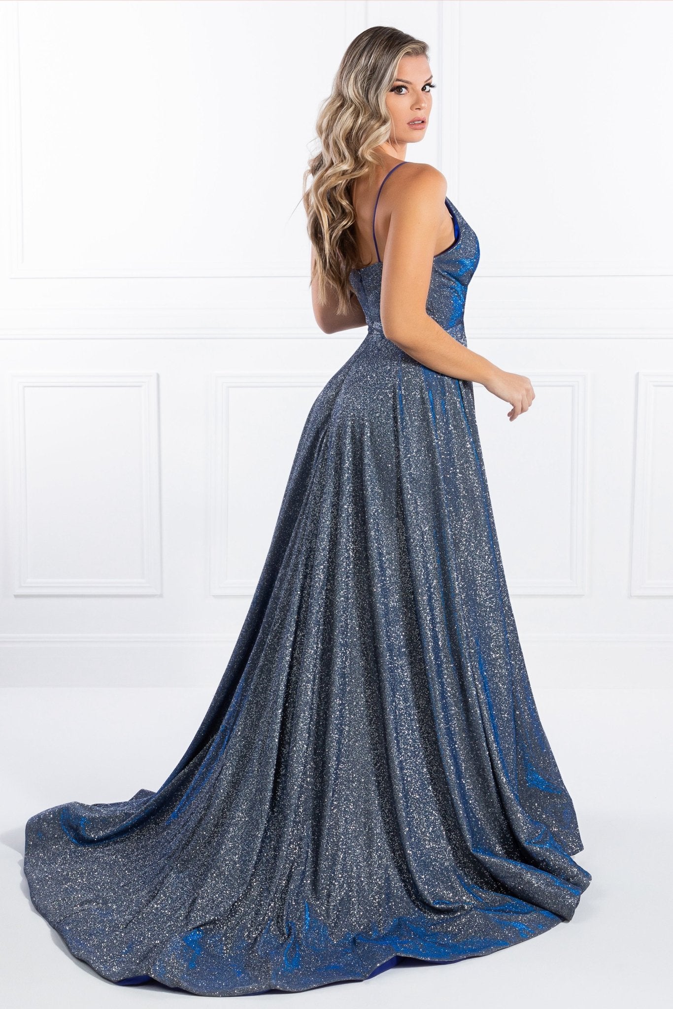 Honey Couture TAHLIA Glitter Fabric Lace Up Back Formal Dress in Australia | One Honey Boutique