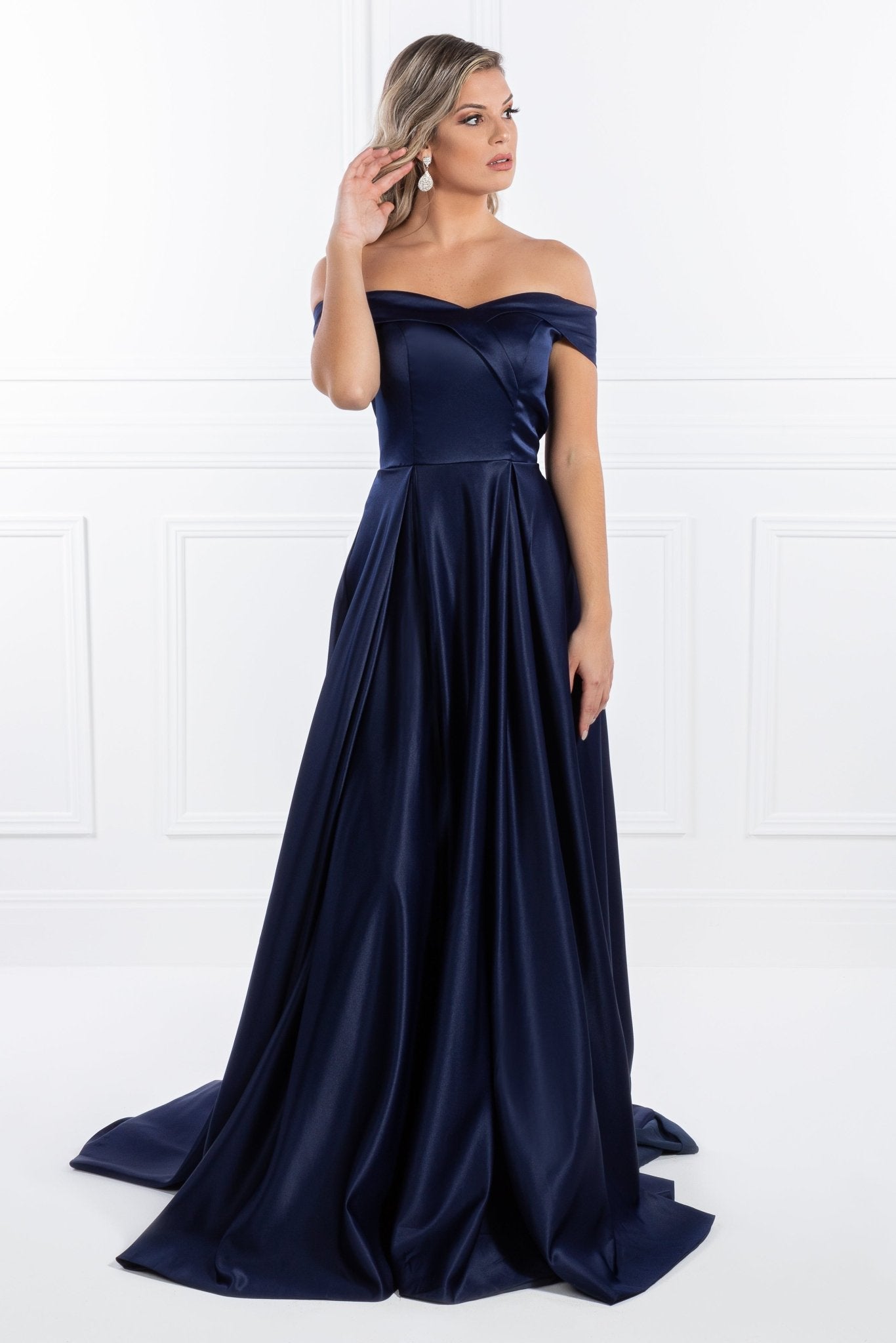 Honey Couture ABIGAIL Off Shoulder Full Skirt Formal Gown in Australia | One Honey Boutique