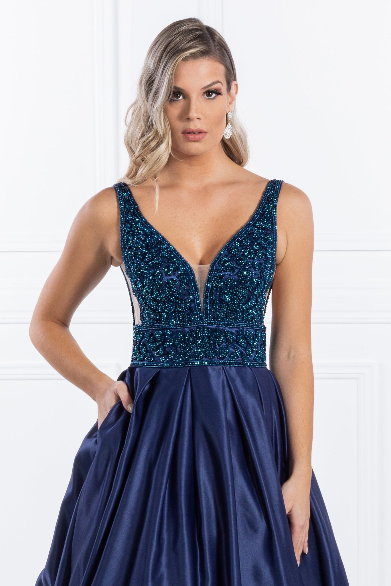 Honey Couture EMELY Royal Blue Beaded Ball Gown Formal Dress in Australia | One Honey Boutique