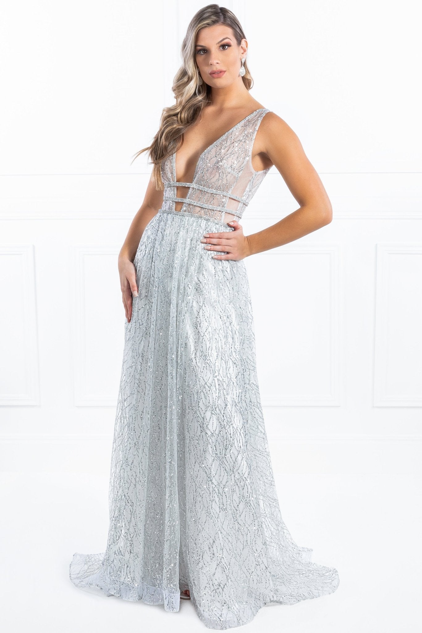 Honey Couture ENYA Glitter A Line Formal Gown in Australia | One Honey Boutique