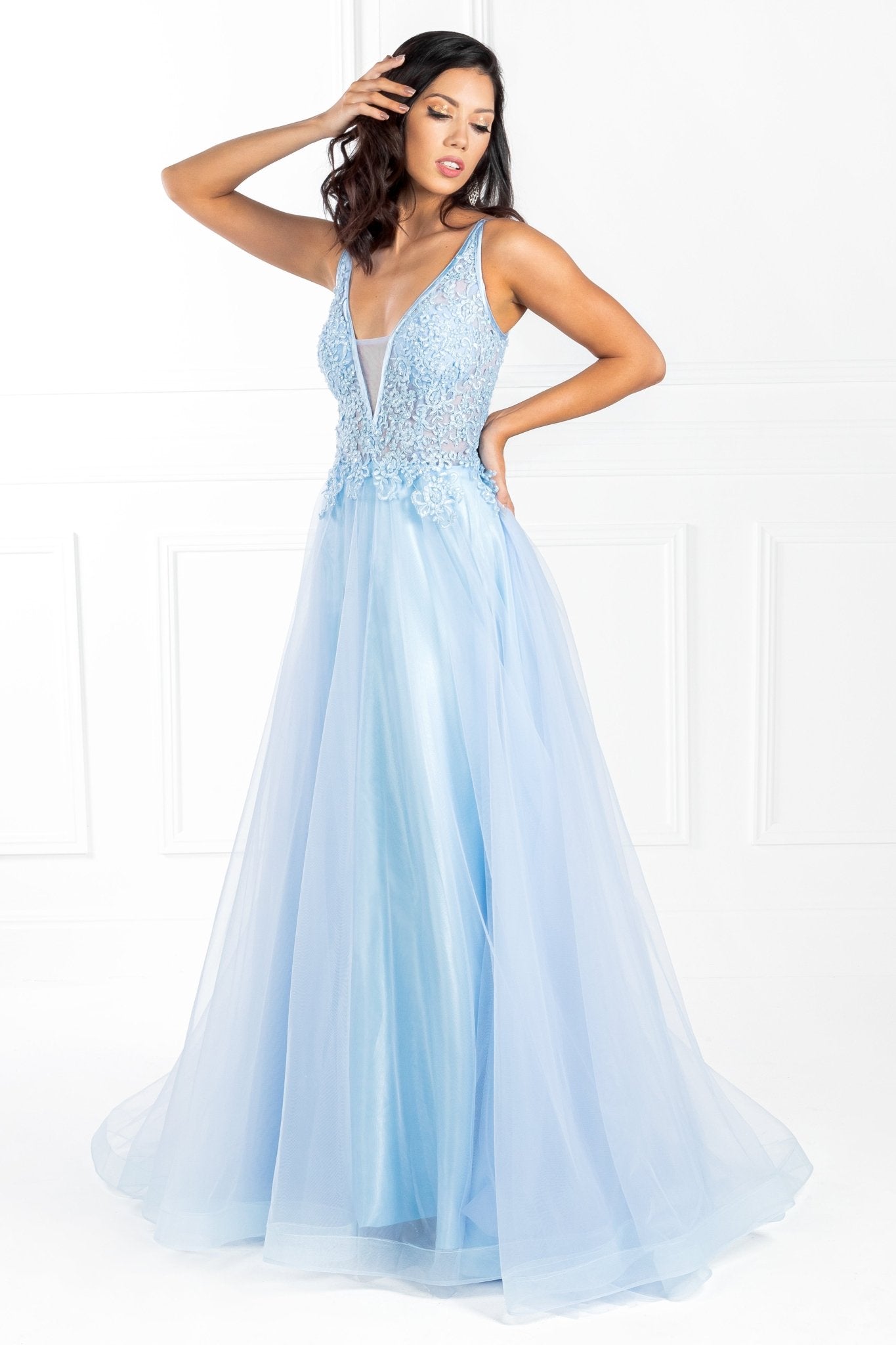 Honey Couture BESS Beaded Lace Applique w Tulle Skirt Formal Dress in Australia | One Honey Boutique