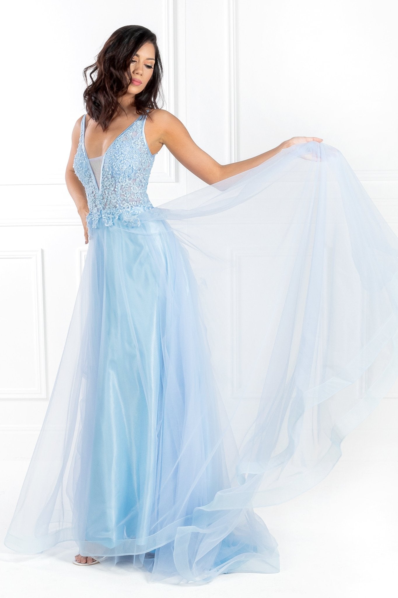 Honey Couture BESS Beaded Lace Applique w Tulle Skirt Formal Dress in Australia | One Honey Boutique