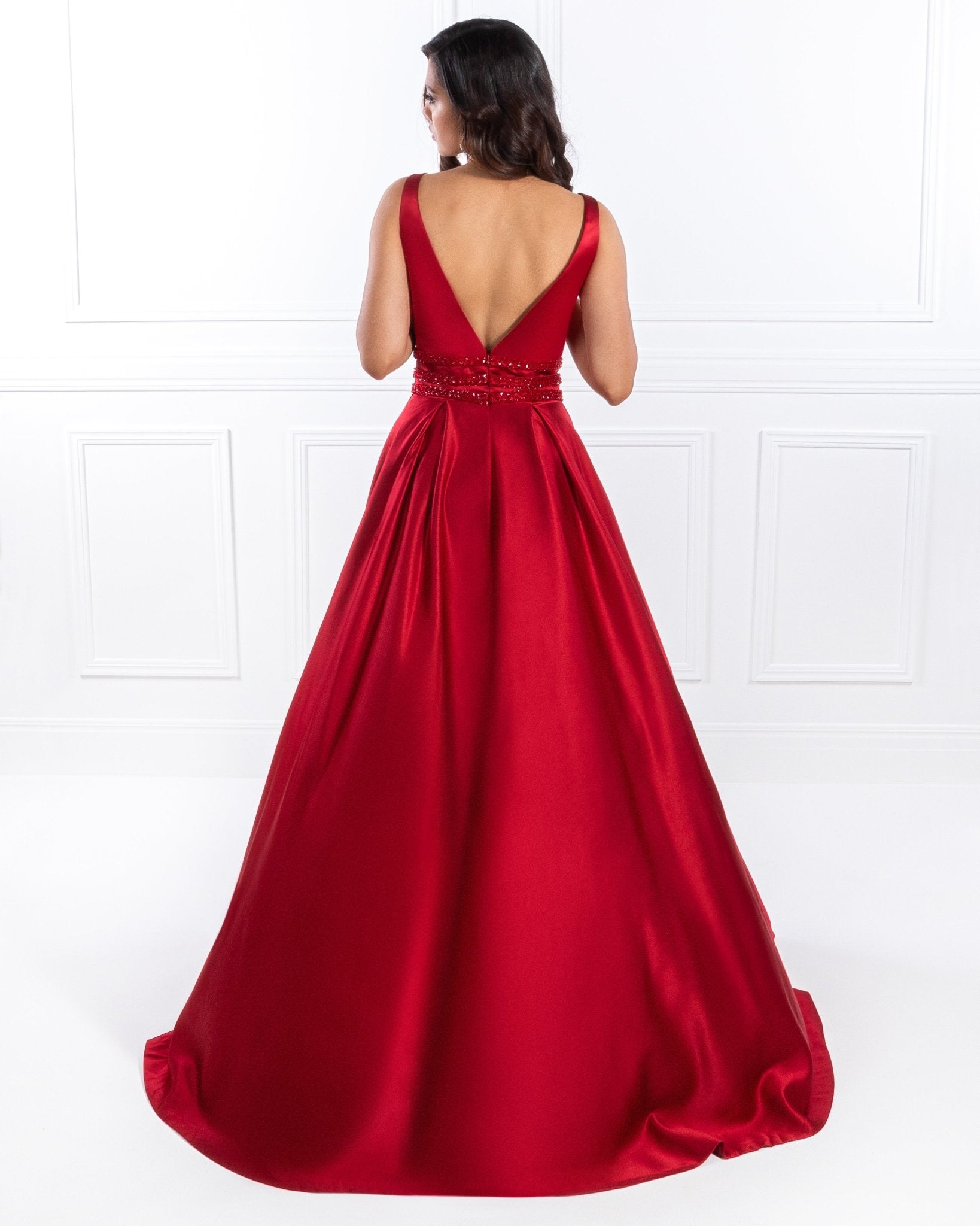 Honey Couture BRIHANNE Beaded Waist Full Skirt Formal Gown in Australia | One Honey Boutique