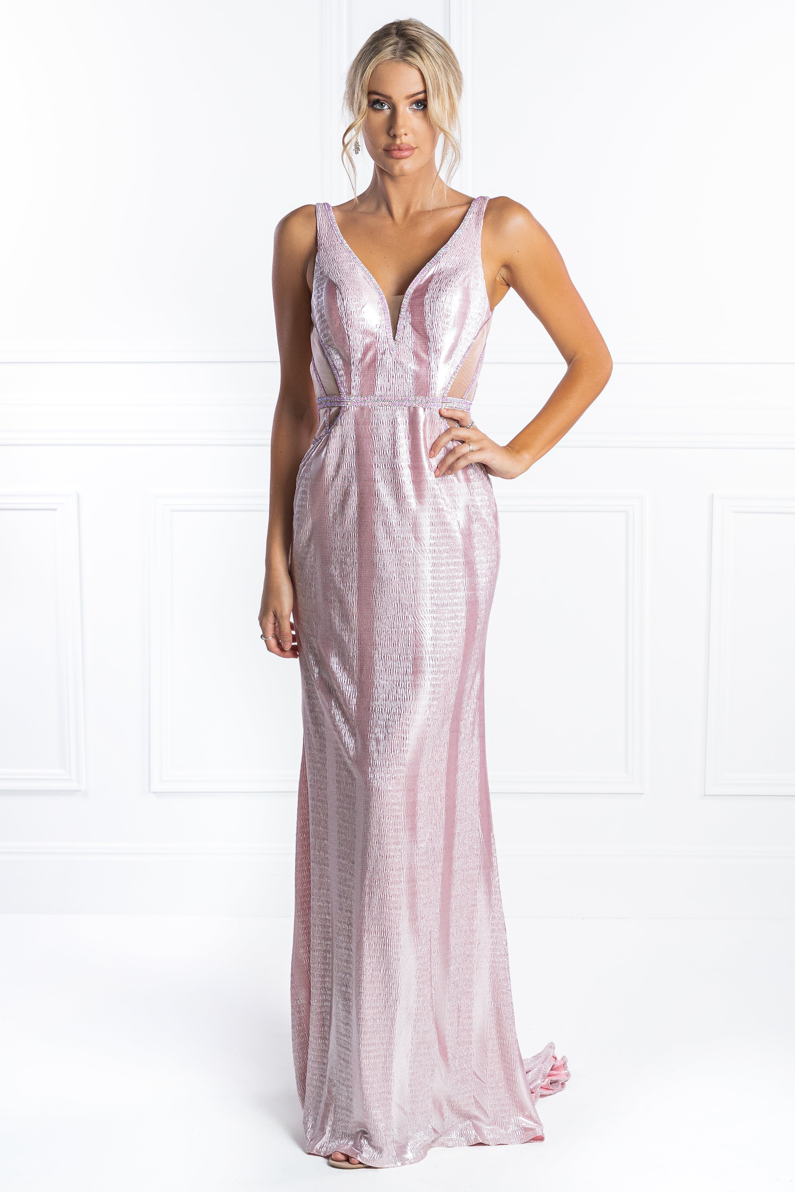 Honey Couture LONDON Pink Cut Out Formal Dress Honey Couture Custom$ AfterPay Humm ZipPay LayBuy Sezzle