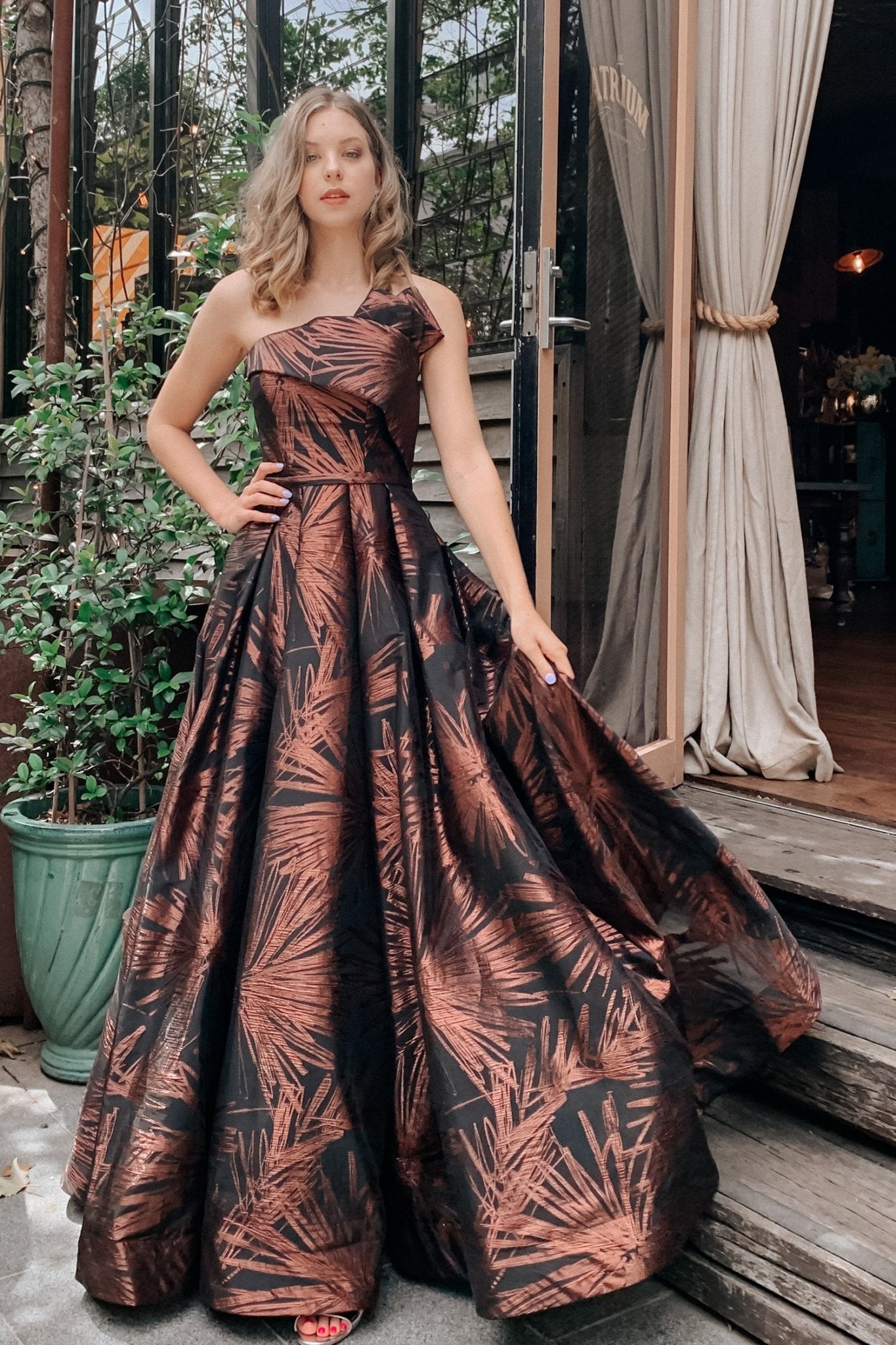 Tina Holly Couture T0520 Rose Brown Strapless Ballgown Formal Dress in Australia | One Honey Boutique