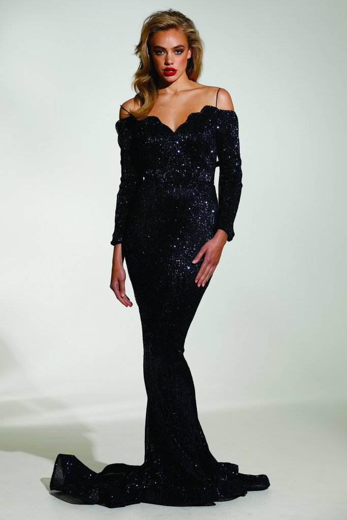 Tinaholy Couture T1842 Navy Blue Beaded Sequin Mermaid Train Formal Gown Prom Dress Tina Holly Couture$ AfterPay Humm ZipPay LayBuy Sezzle