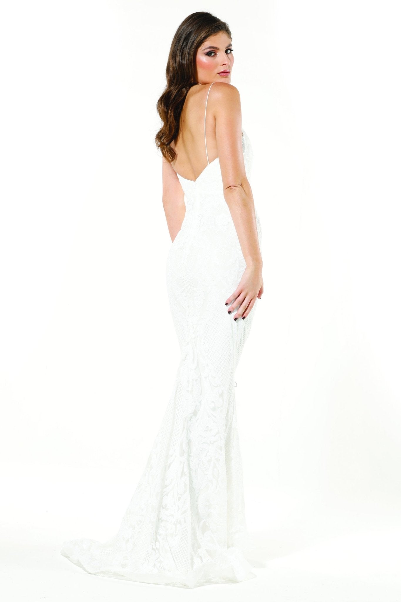 Tina Holly Couture T19280 White & White Wedding Mermaid Formal Dress in Australia | One Honey Boutique