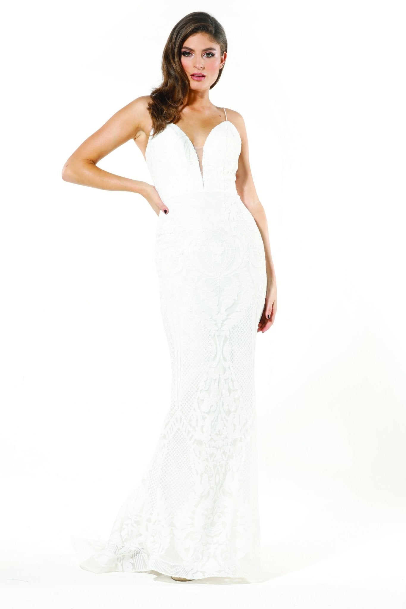 Tina Holly Couture T19280 White & White Wedding Mermaid Formal Dress in Australia | One Honey Boutique