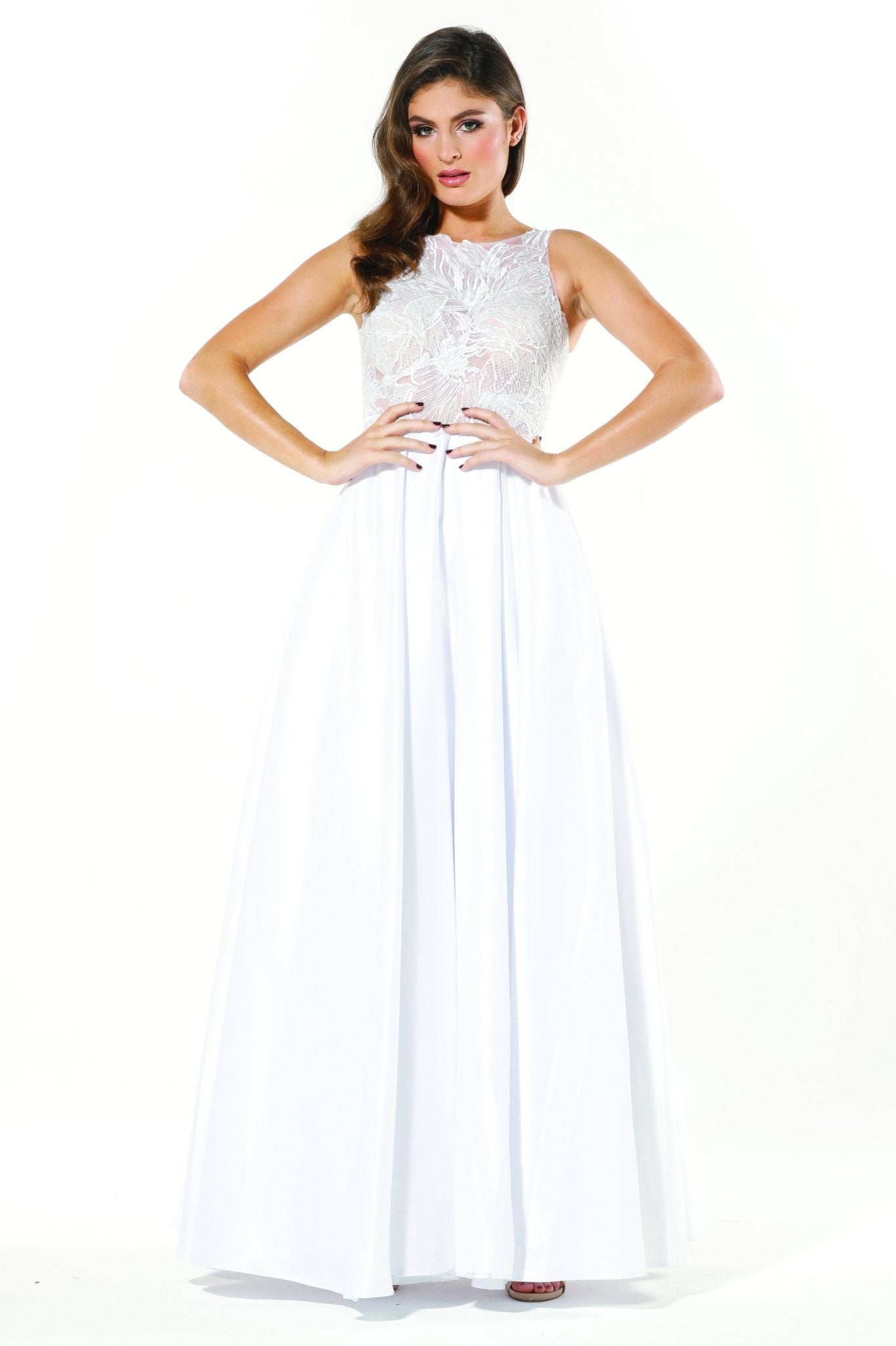 Tinaholy Couture Designer T19435 White Satin Formal Prom Ball Gown Dress in Australia | One Honey Boutique