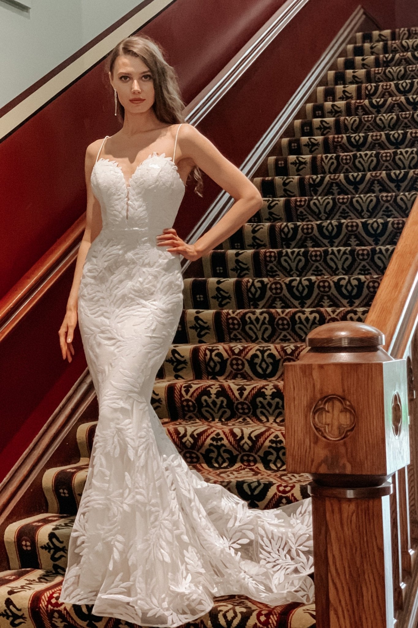 Tina Holly Couture TA107A White Sequin & Lace Mermaid Bridal Formal Dress in Australia | One Honey Boutique