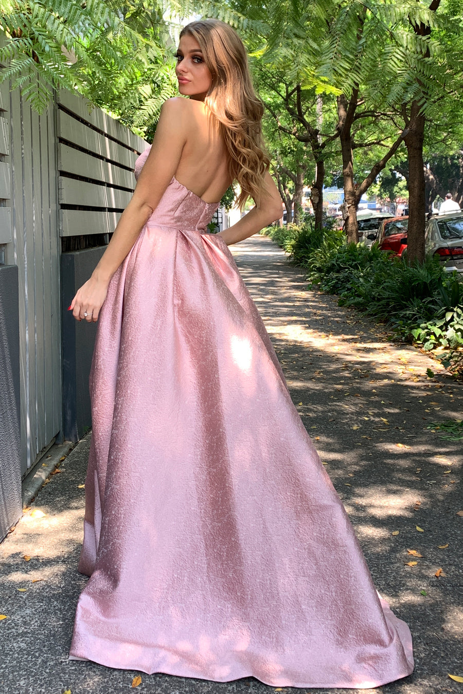 Tinaholy Couture TA611B Dusty Pink Strapless Ball Gown Formal Dress {vendor} AfterPay Humm ZipPay LayBuy Sezzle