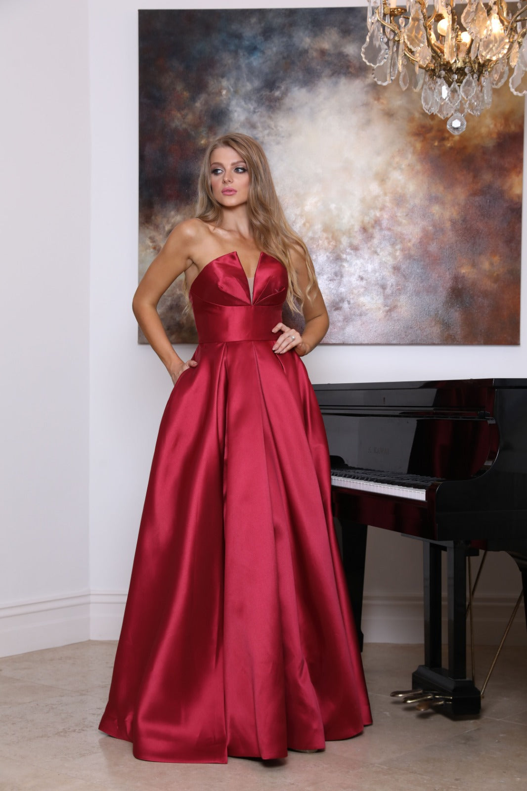 Tinaholy Couture TA611 Wine Strapless Ball Gown Formal Dress Tina Holly Couture$ AfterPay Humm ZipPay LayBuy Sezzle