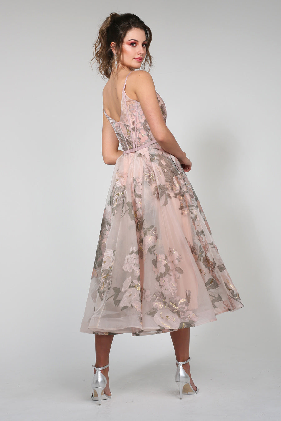 Tina Holly Couture Designer TA815 Pink Floral Mesh Tea Dress Tina Holly Couture$ AfterPay Humm ZipPay LayBuy Sezzle