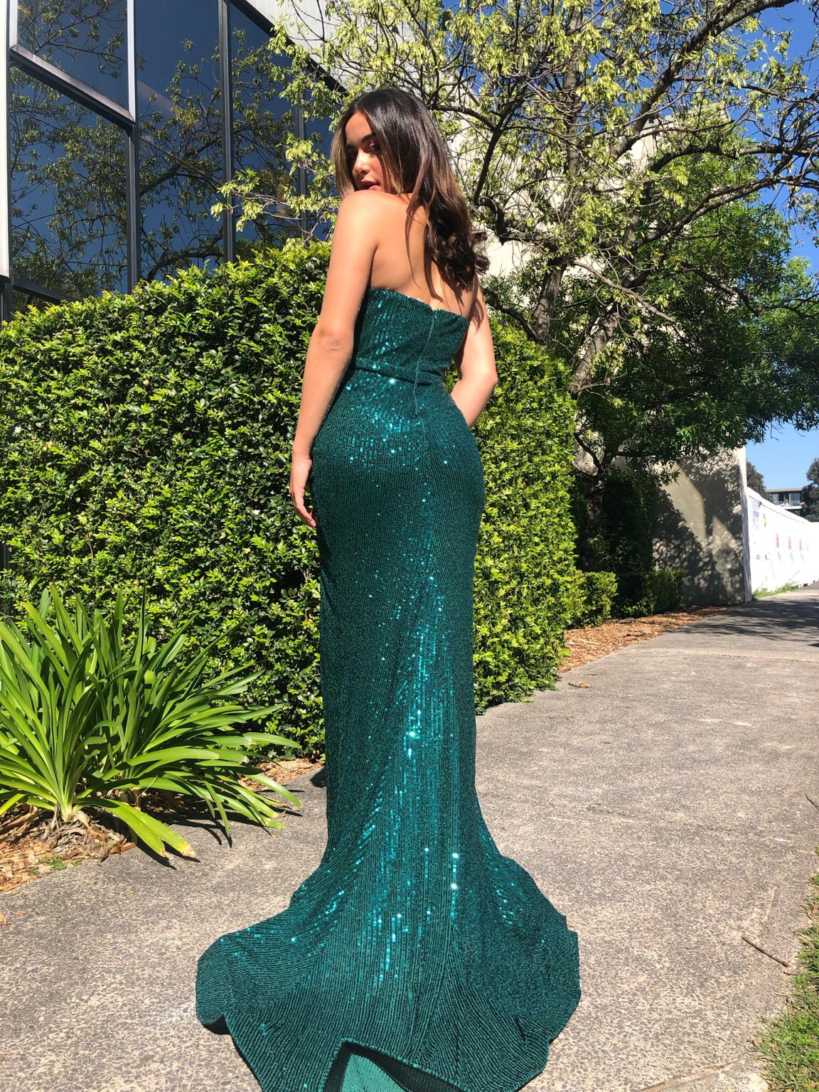 Tina Holly Couture TA823 Emerald Green Sequin Strapless Mermaid Formal Dress Tina Holly Couture$ AfterPay Humm ZipPay LayBuy Sezzle