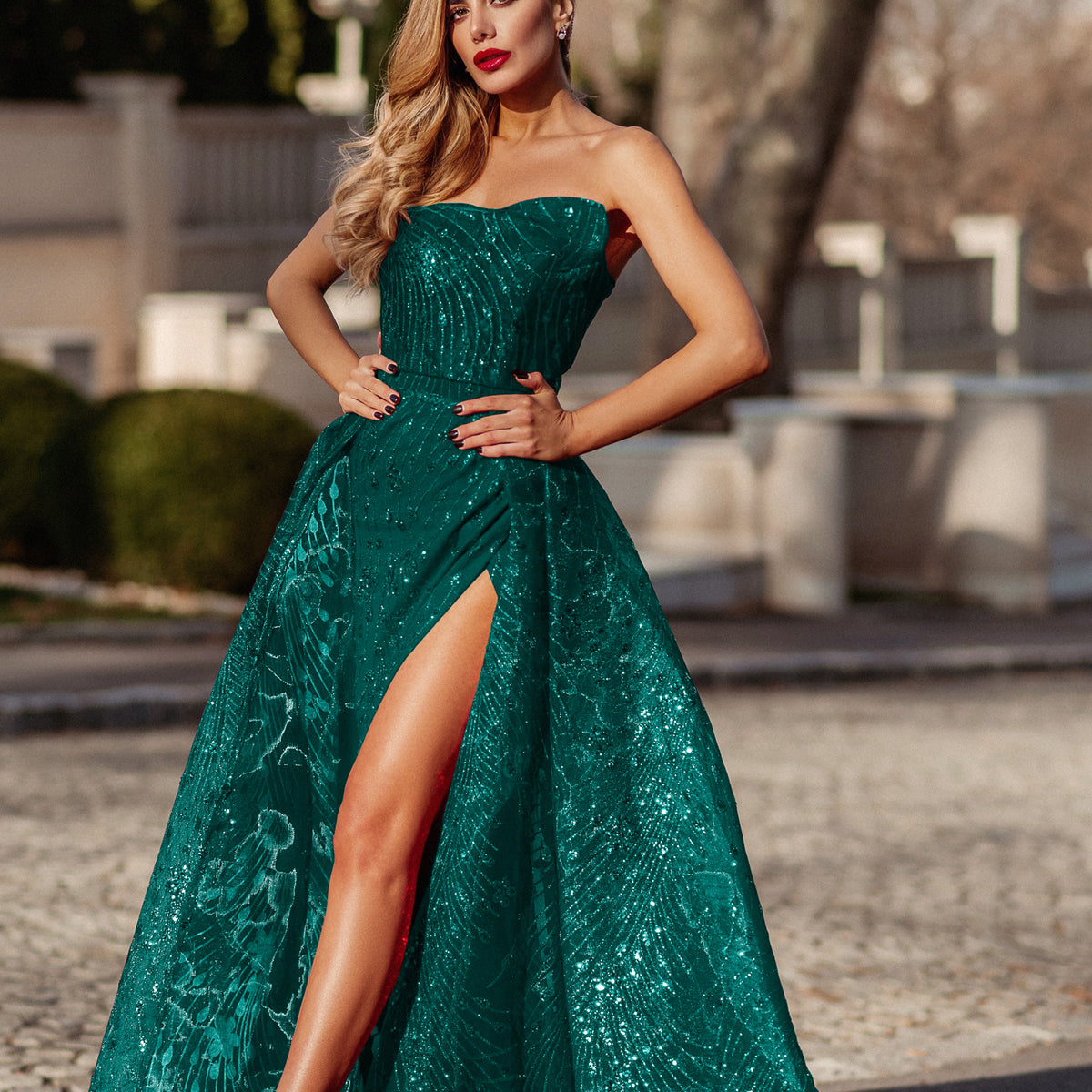 Tina Holly Couture BB209 Emerald Green Mikado Ball Gown Formal Dress