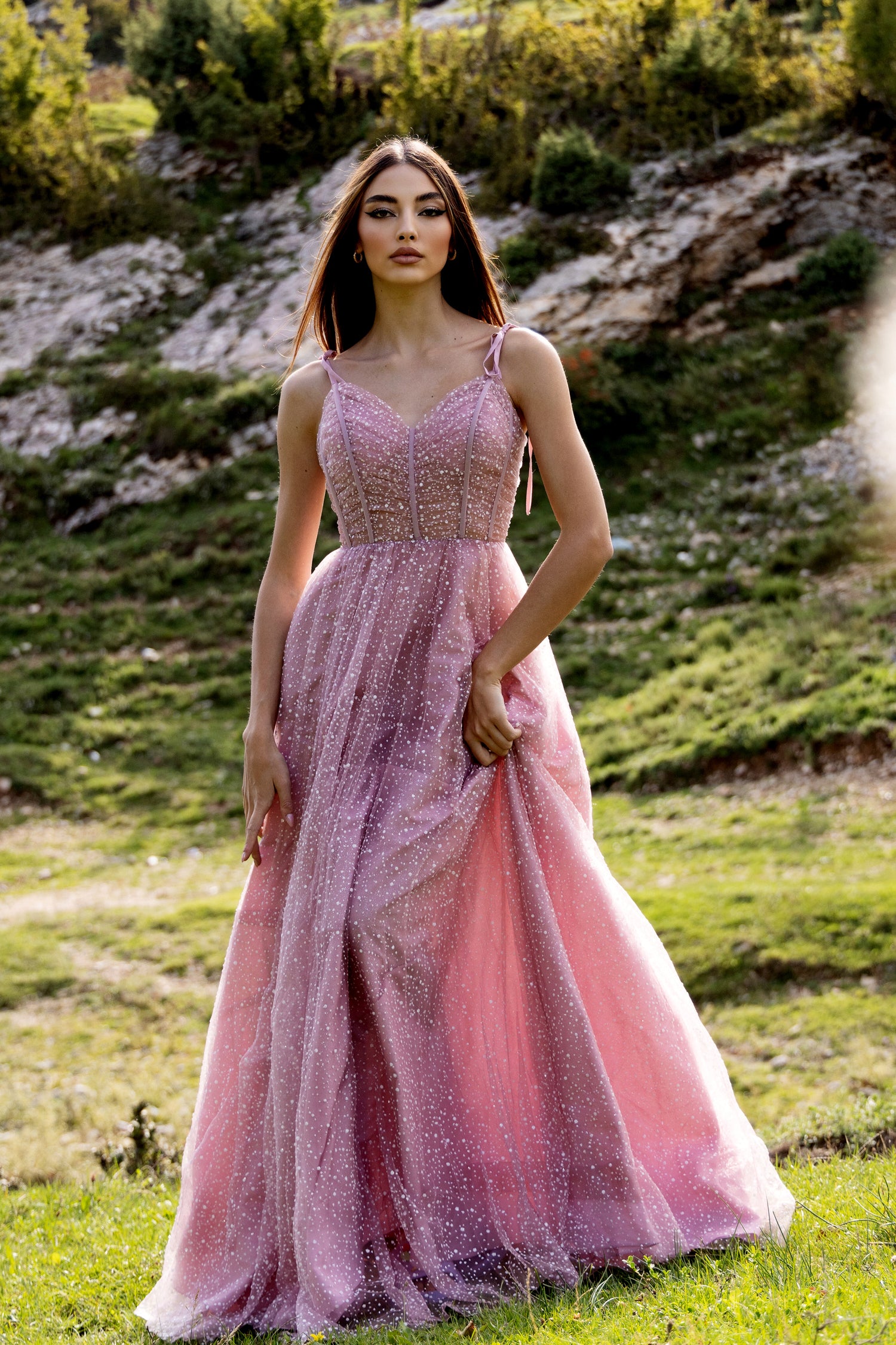Tina Holly Couture TK311 Tea Rose Sequin Sweetheart Neck Line With An A-Line Skirt Formal Dress