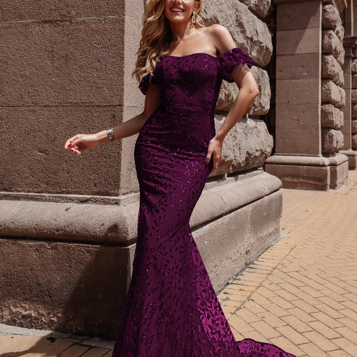 Tina Holly Couture TW024 Plum Purple Corset Lace Glitter Mermaid Forma Tina Holly Couture TW024 Plum Purple Corset Lace Glitter Mermaid Forma
